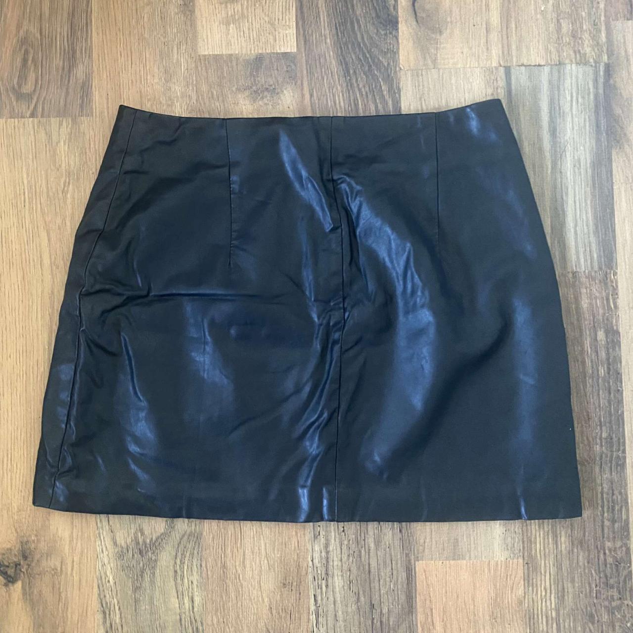 Black faux leather skirt Zara Bought for £22 Never... - Depop