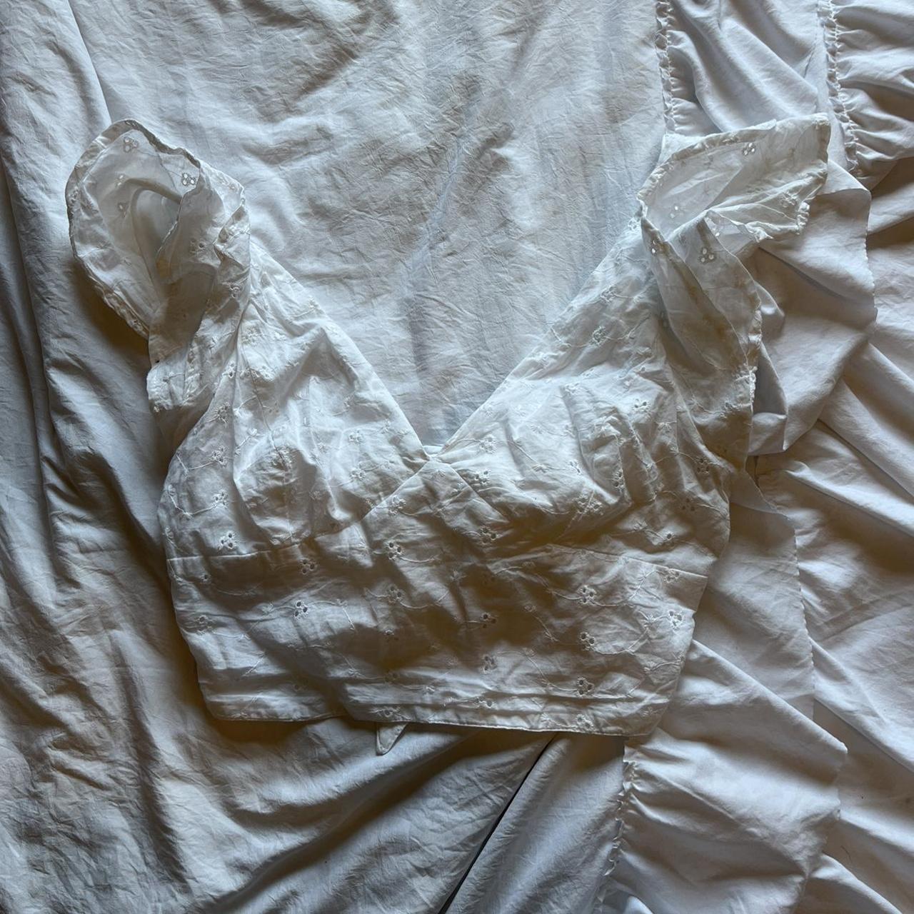 cute white tie top never worn #whitetop #summer... - Depop