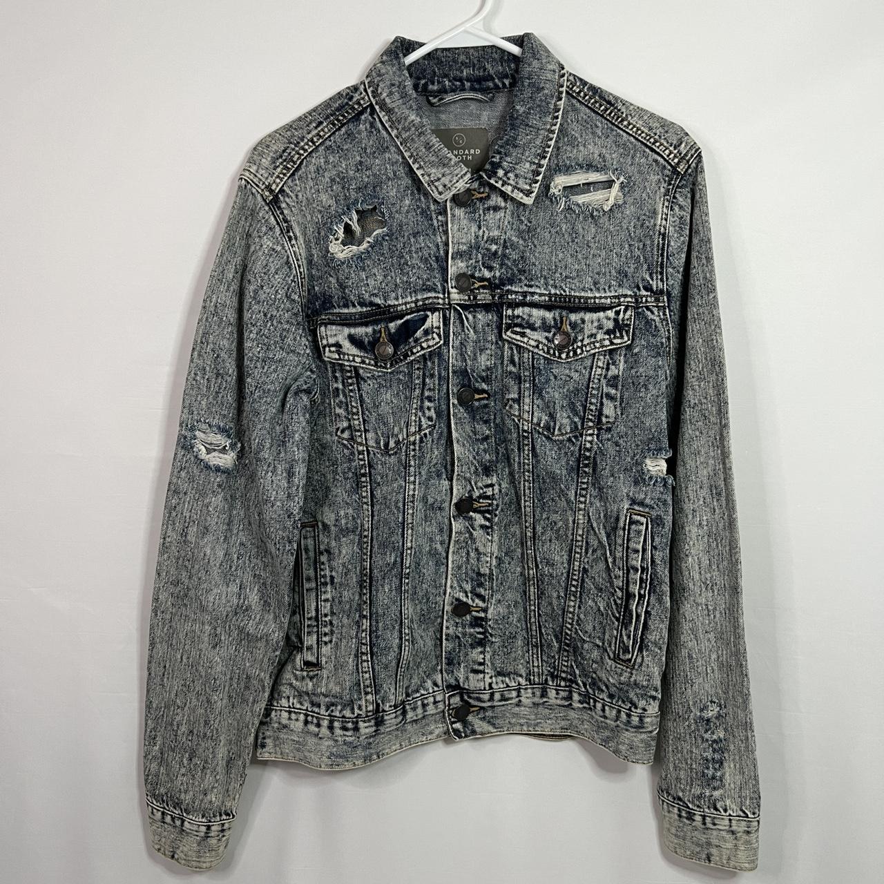 Acid Wash Distressed Standard Cloth Denim Jacket... - Depop