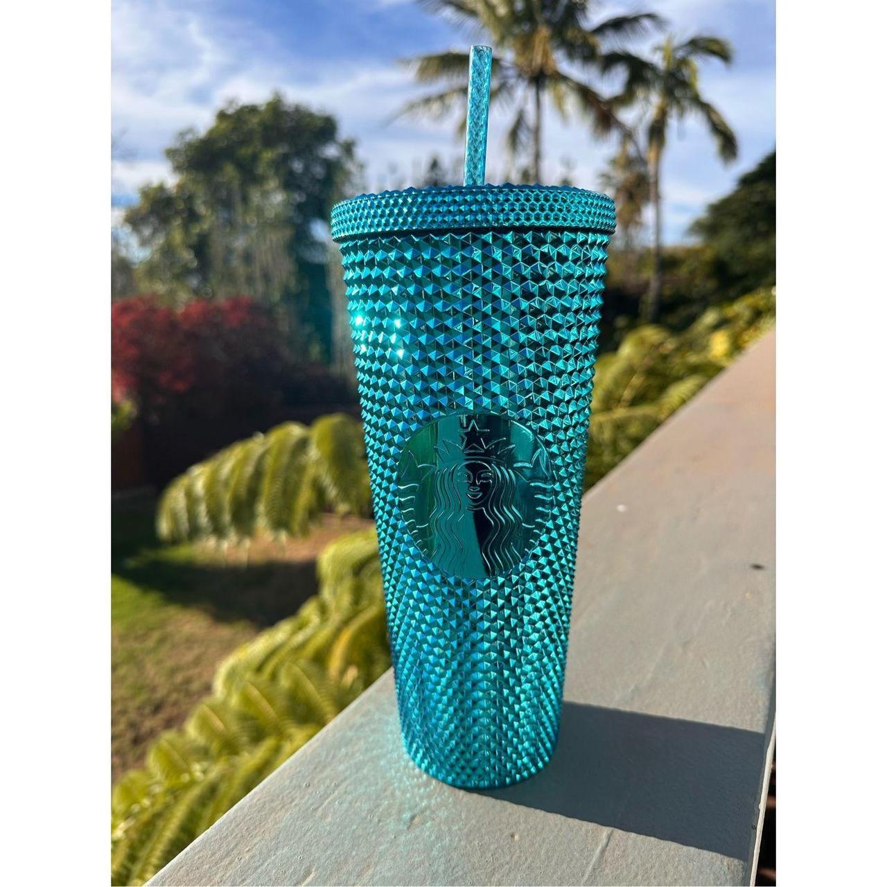 Starbucks 2023 Blue Chrome Studded Venti 24oz Tumbler with Straw