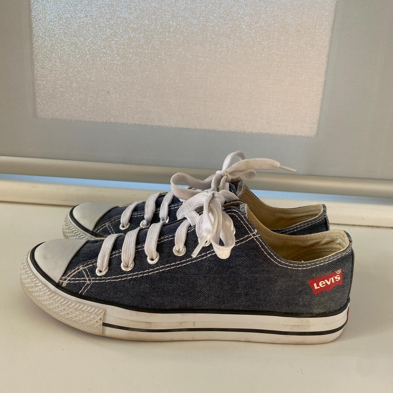 Levis canvas shoes Converse style Navy denim... - Depop