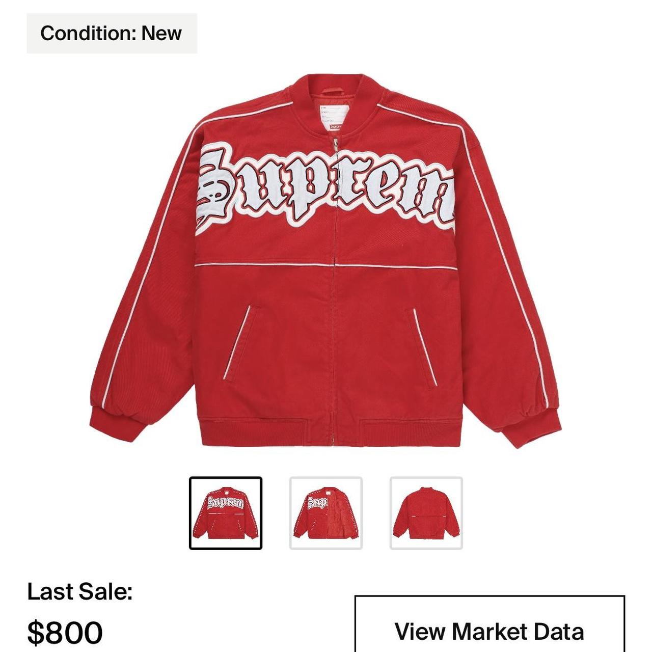 Varsity Supreme Jacket.! Fits amazing only wore out... Depop