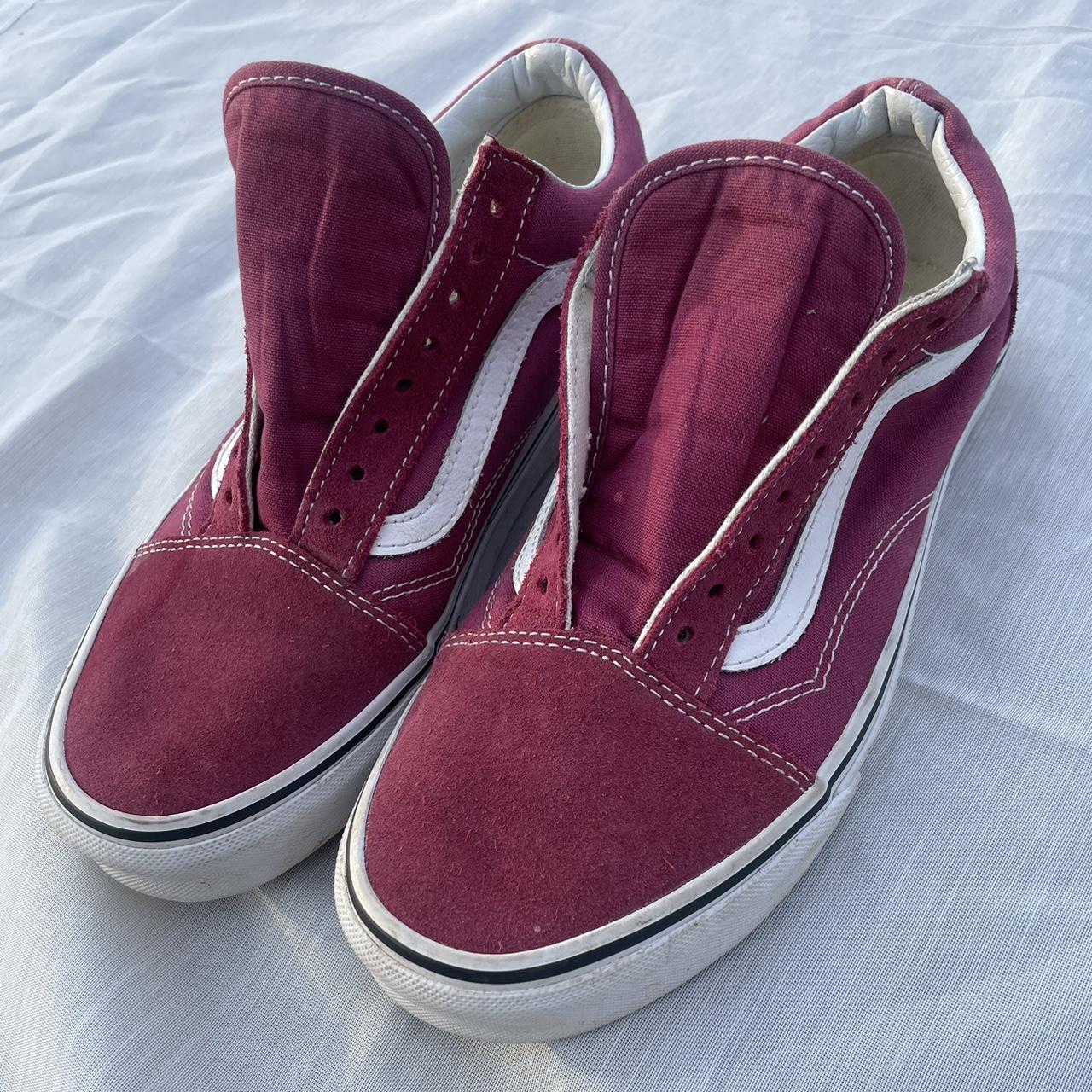 magenta old skool vans ฅ⁽͑ ˚̀ ˙̭ ˚́ ⁾̉ฅ women: 9 men:... - Depop