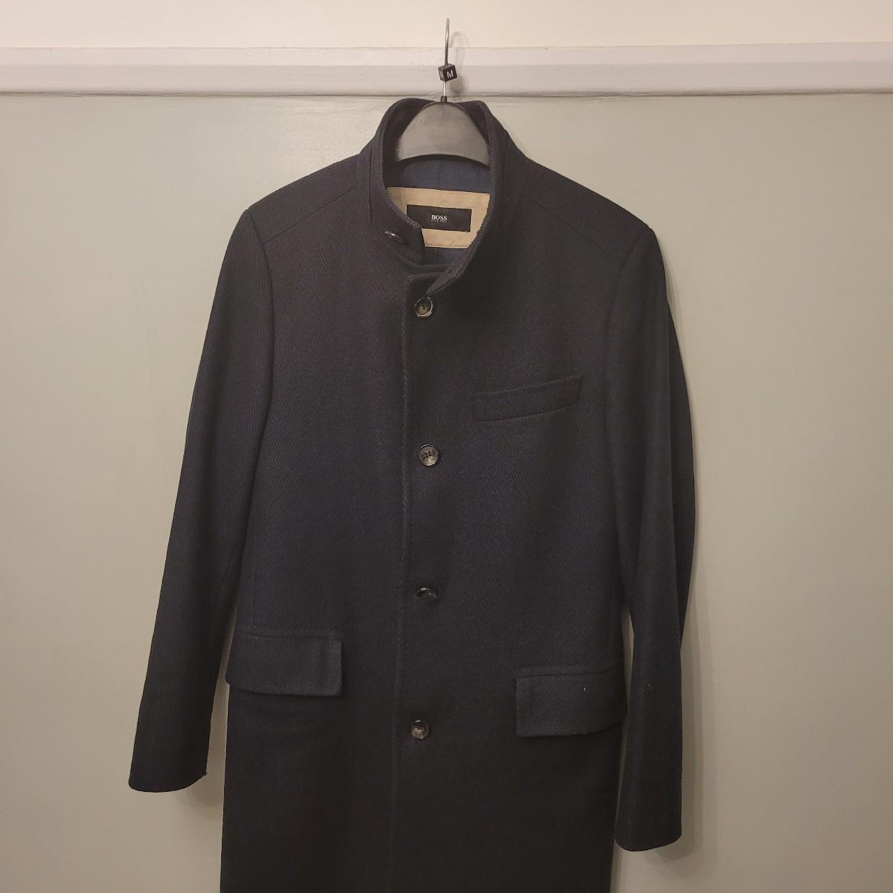 Hugo Boss blue overcoat. Size 46 on label but more... - Depop