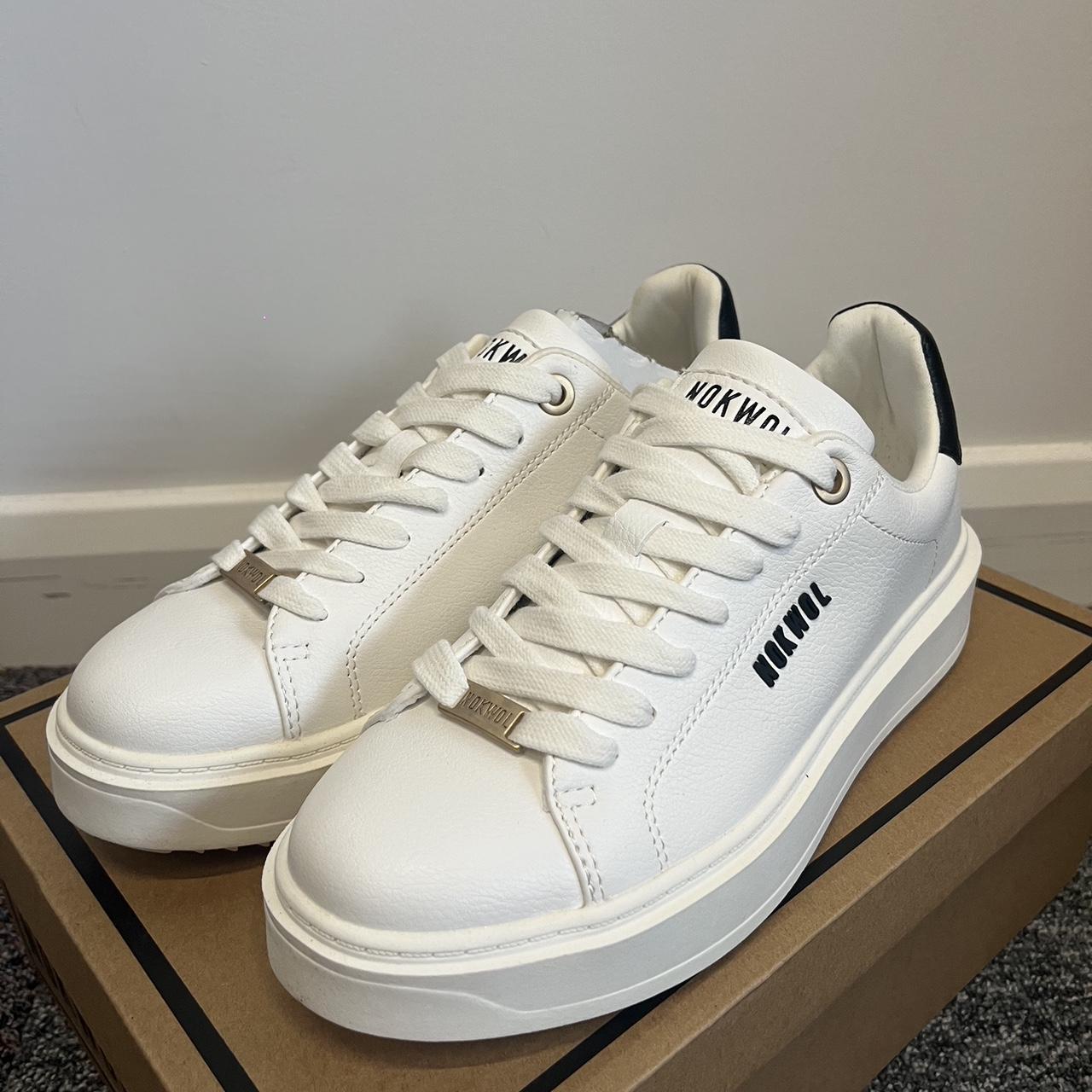 著名人愛用!! 大注目ブランド♪ ★ NOKWOL ★ Player White Nokwol white trainer with black detailing, Original | Depop