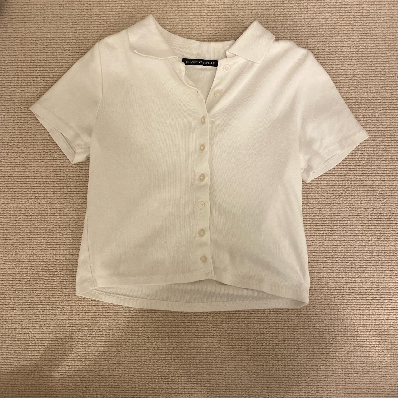 Super cute brandy Melville white polo top In perfect... - Depop