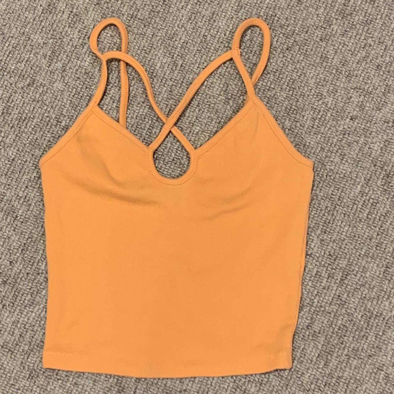 Cute orange crop top from Zara, with cross over... - Depop