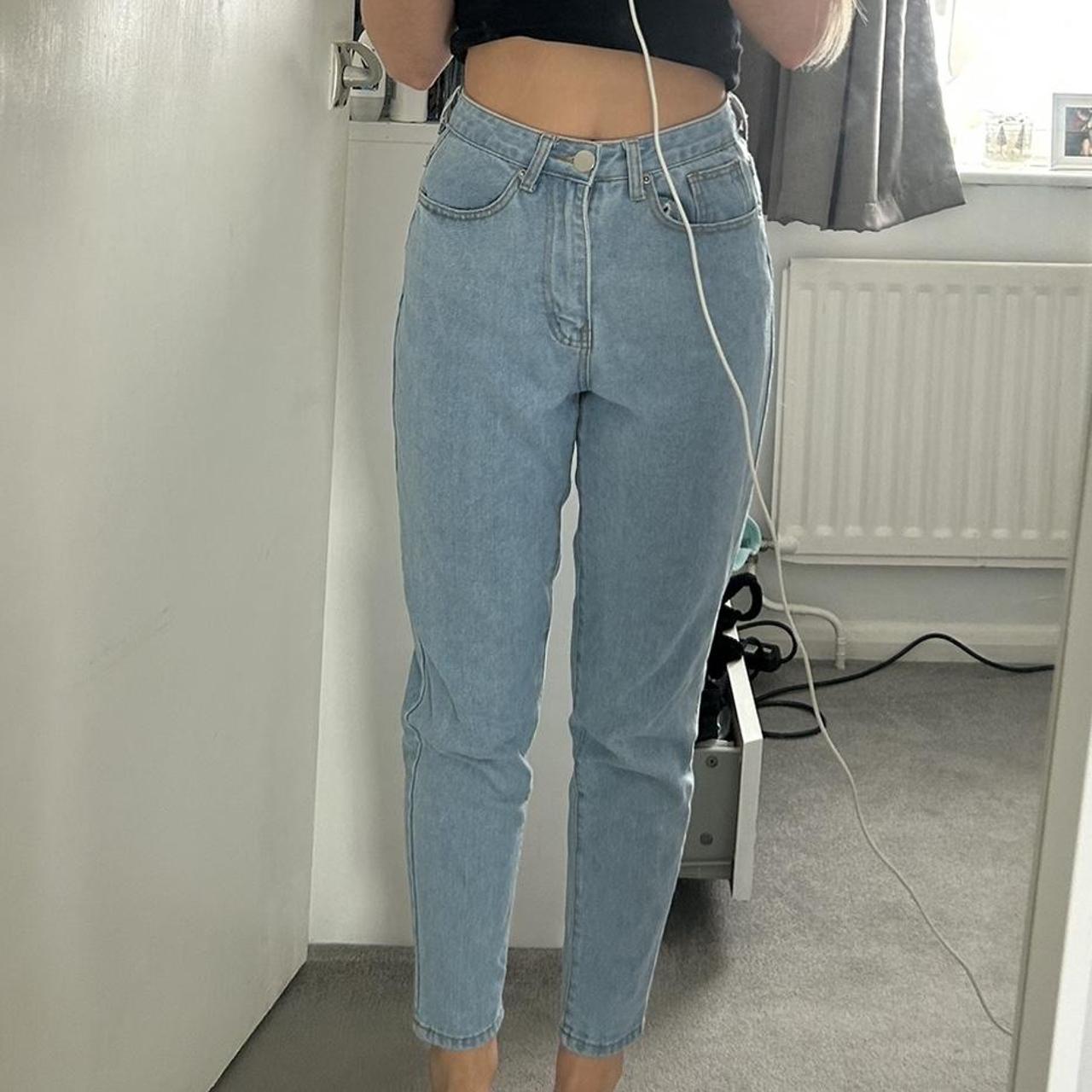 Pretty little thing high waisted denim jeans blue... - Depop