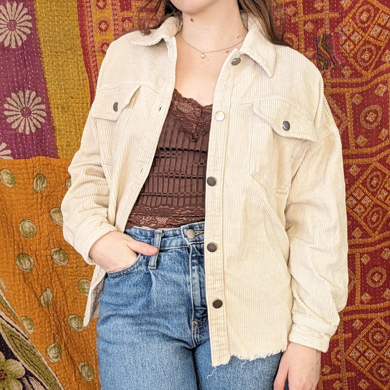🤎 cream corduroy jacket 🤎 • lightweight corduroy... Depop