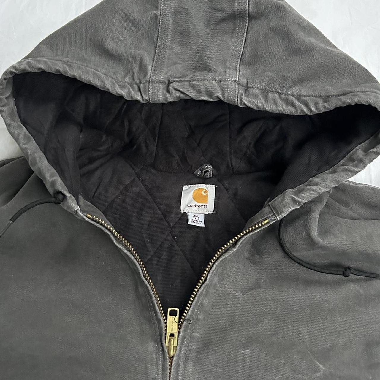 Vintage Carhartt hooded active jacket in grey... Depop