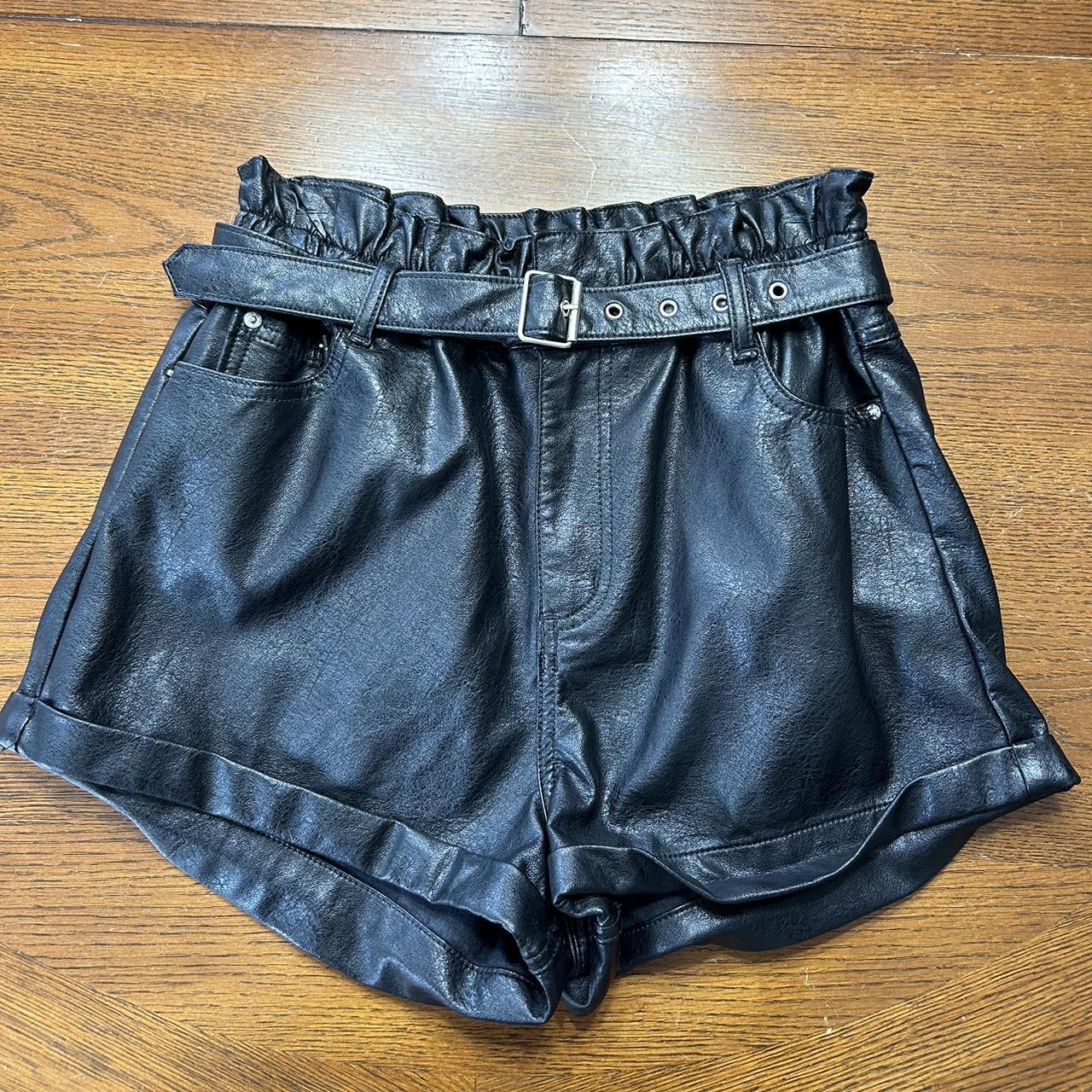 Black leather shorts tumblr best sale