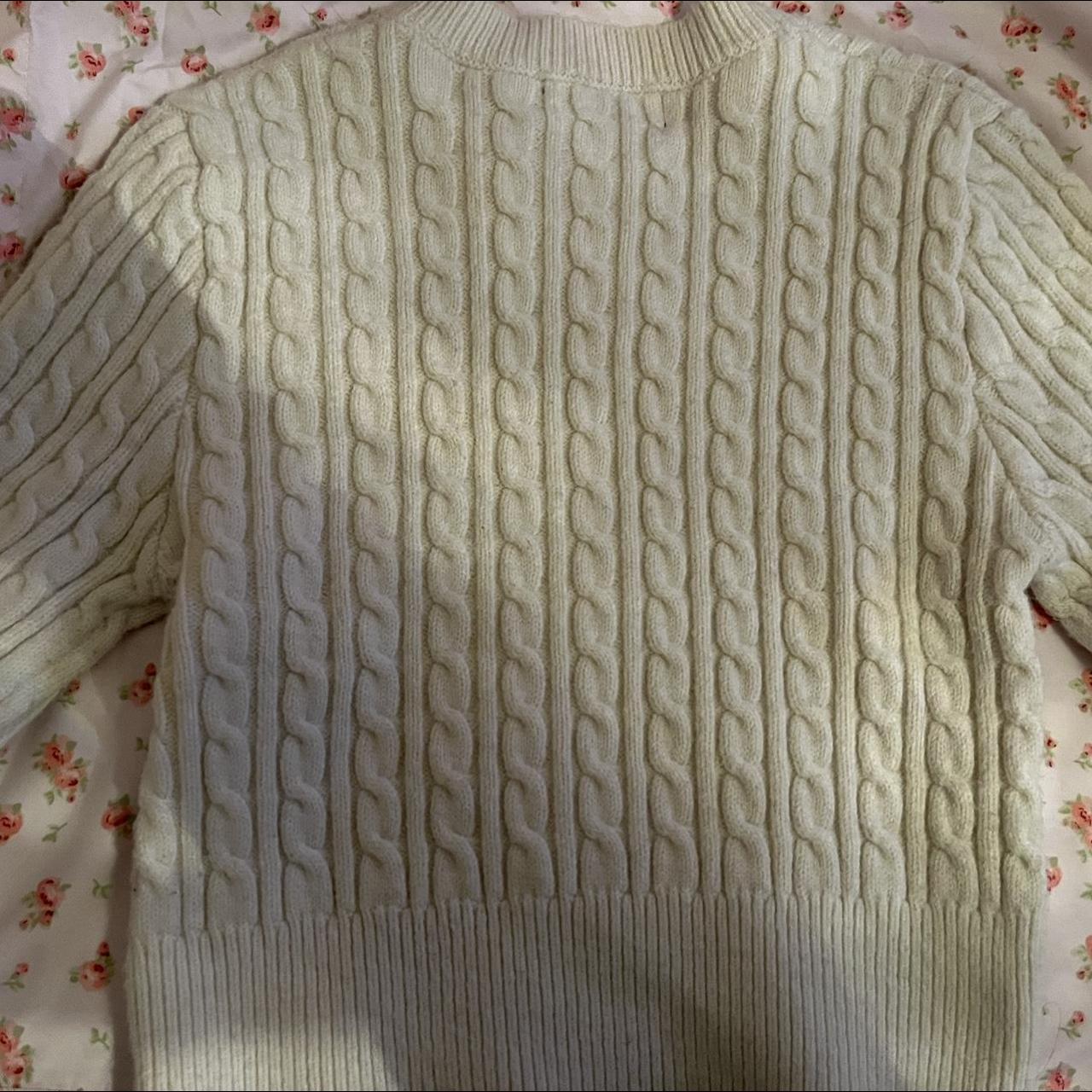 Cider Women's Cream and Pink Jumper Depop