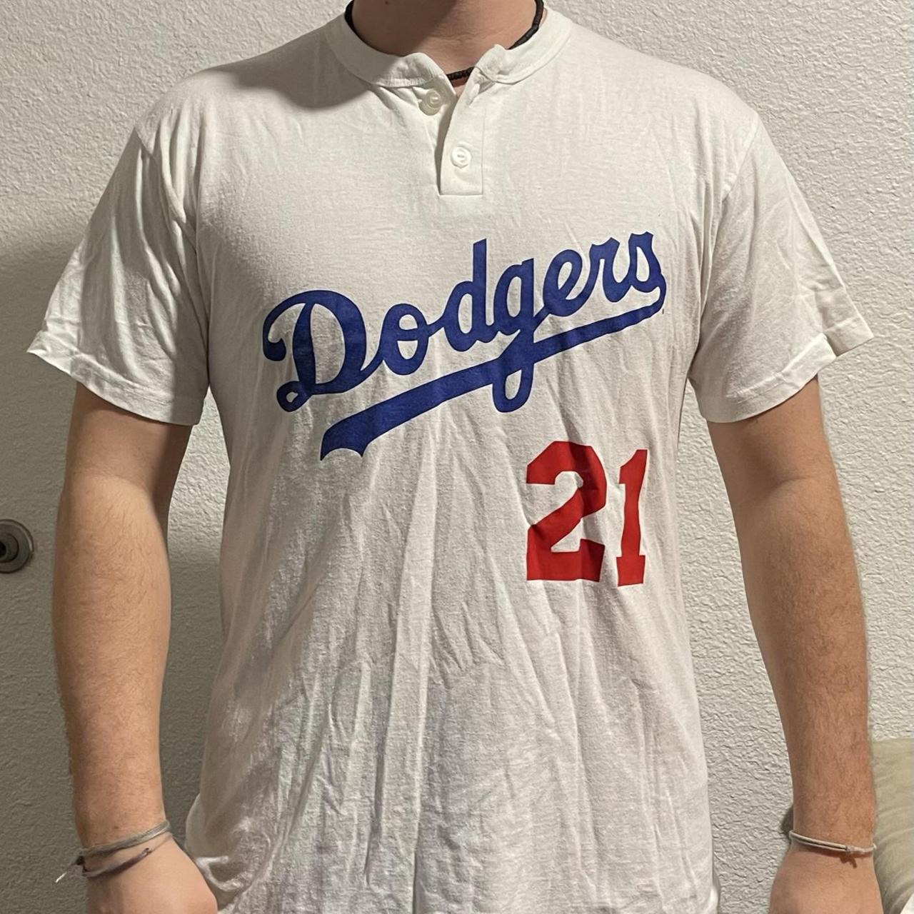 Women's Los Angeles Dodgers Majestic Vneck Jersey - Depop