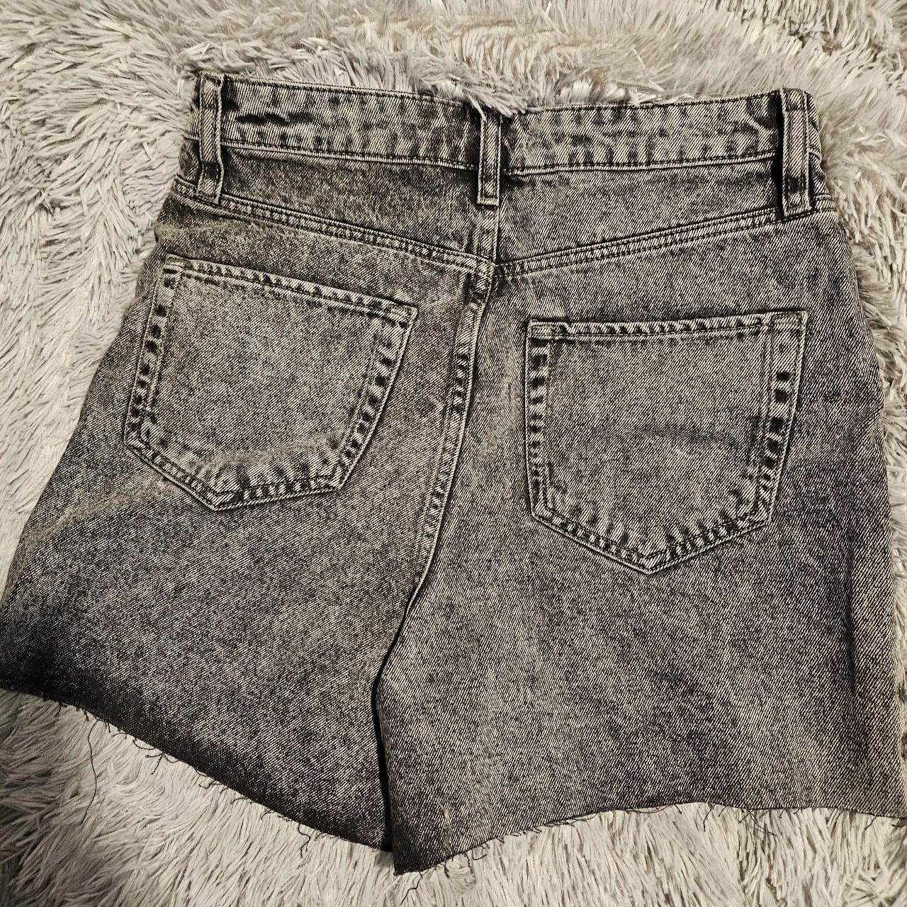 Tesco black acid wash high waisted shorts,... Depop