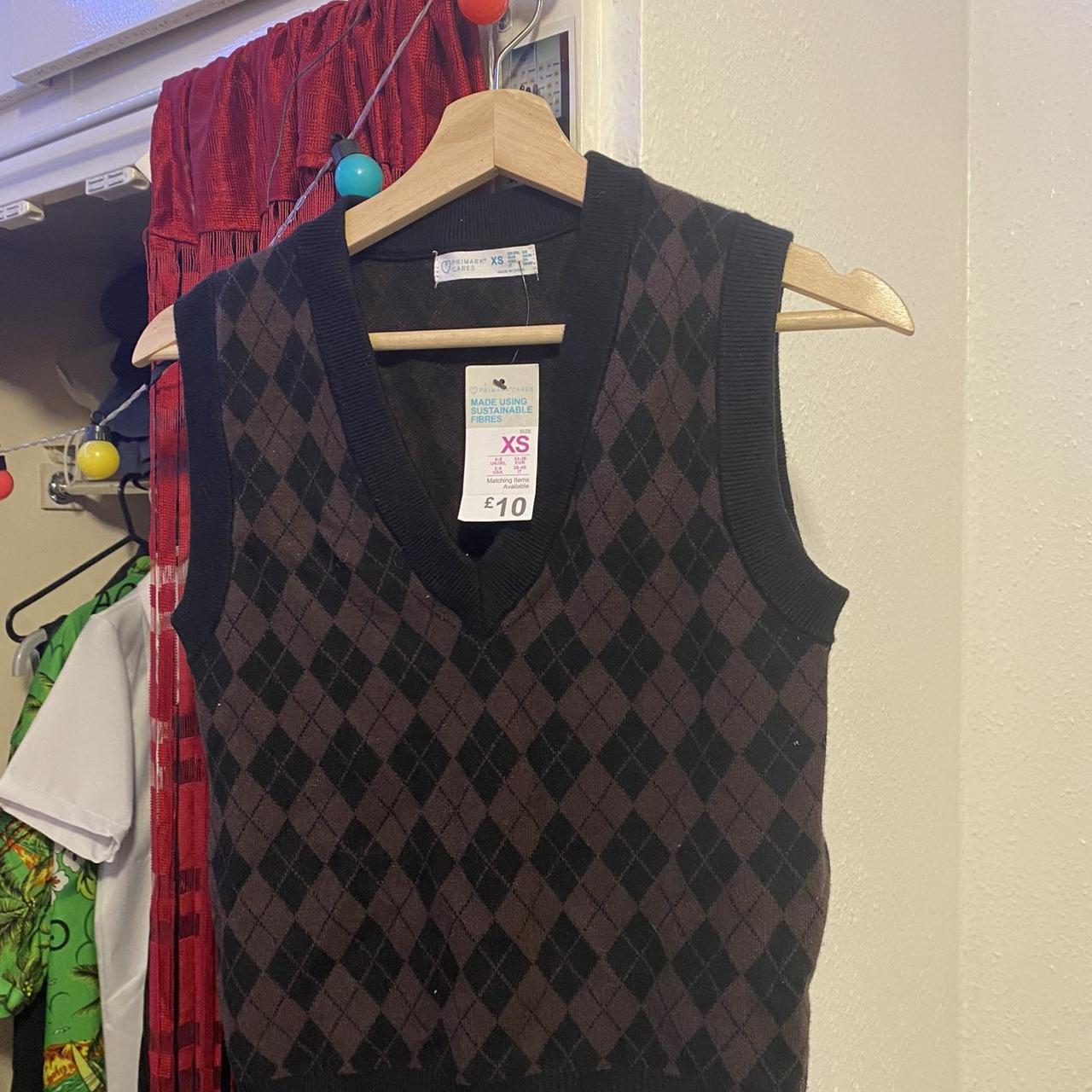 Primark Women's Black and Brown Vest Depop