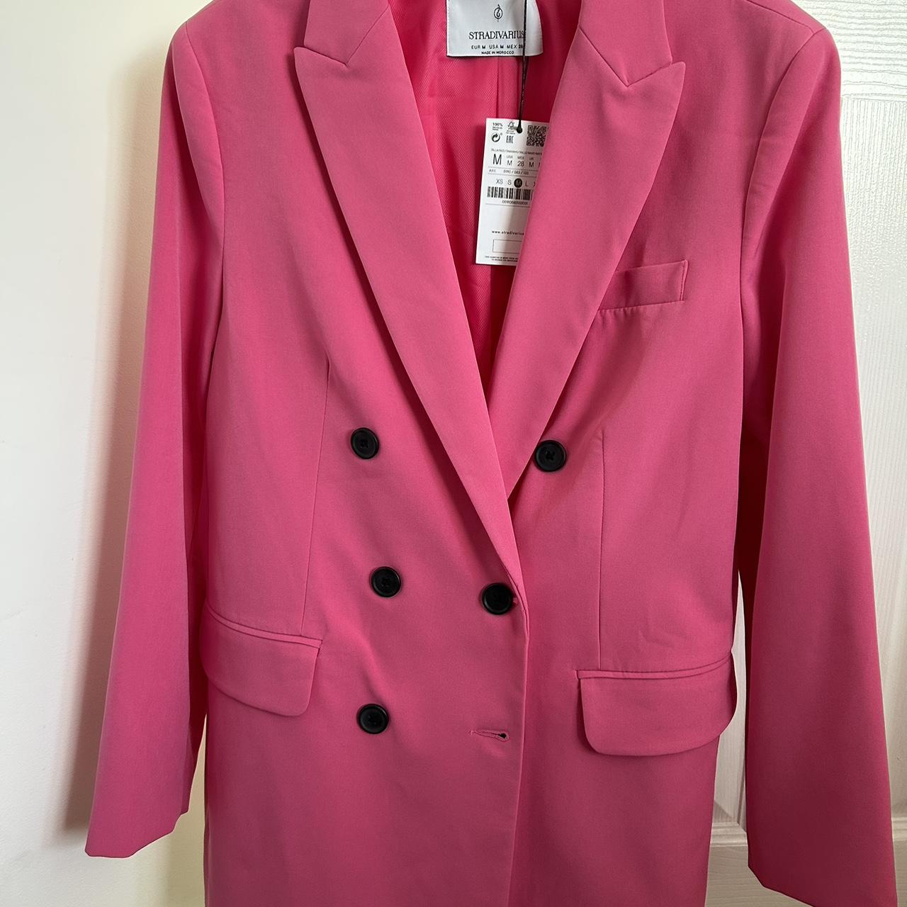 Stradivarius Women's Pink and Black Tailored-jackets | Depop