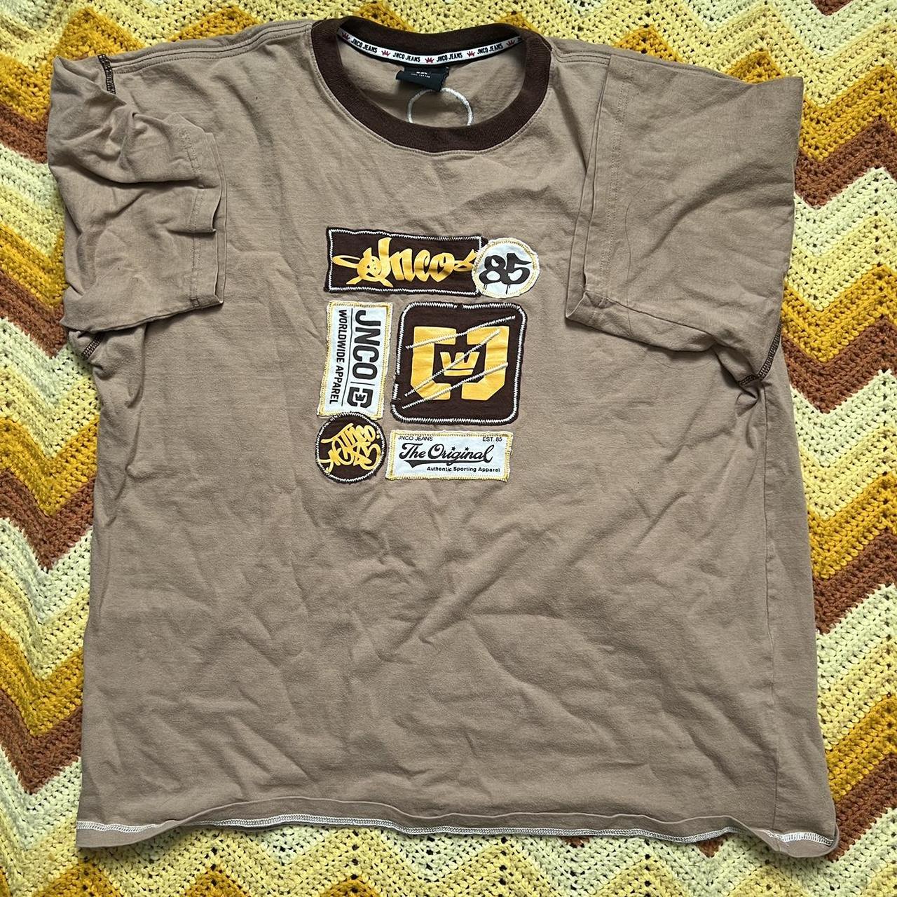 JNCO Men's Tan and Brown T-shirt | Depop