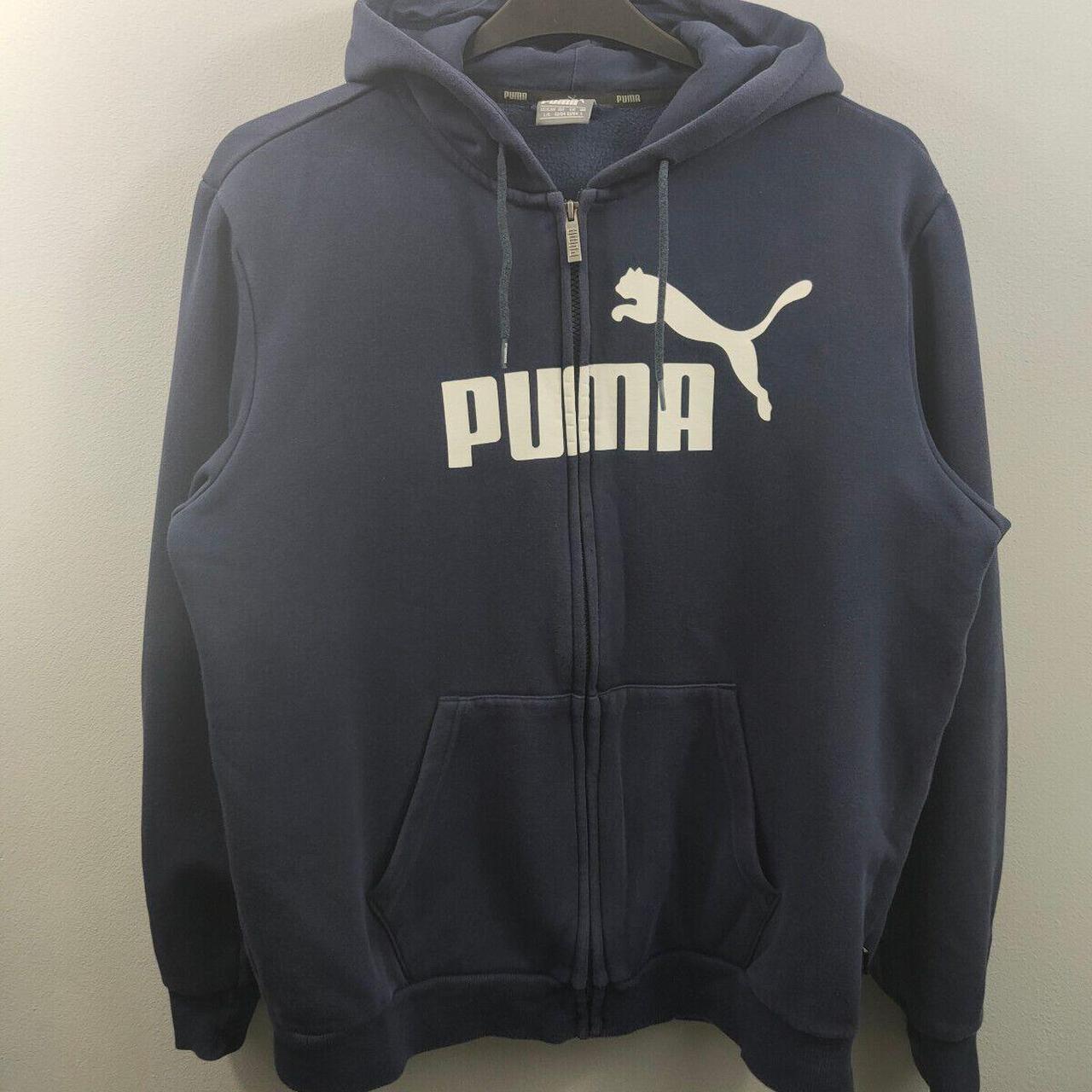 Puma Navy Full Zip Hoodie Track Top Size L Item... - Depop