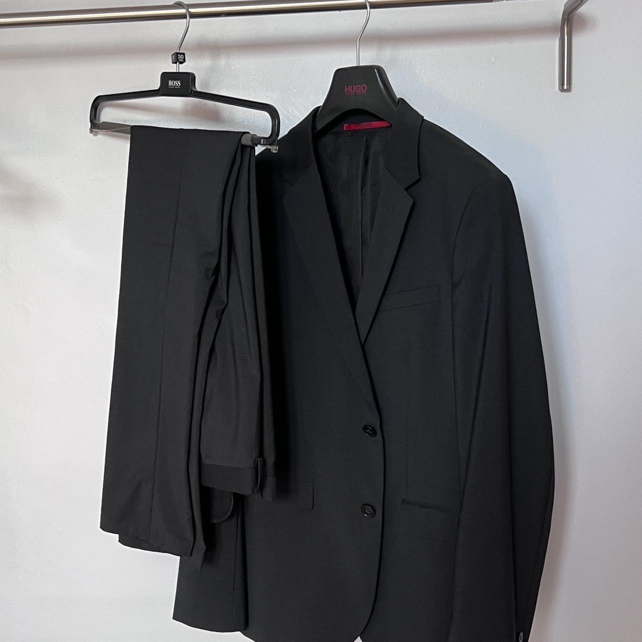 Hugo Boss Grey Suit Jacket - 48/38R Trousers -... - Depop