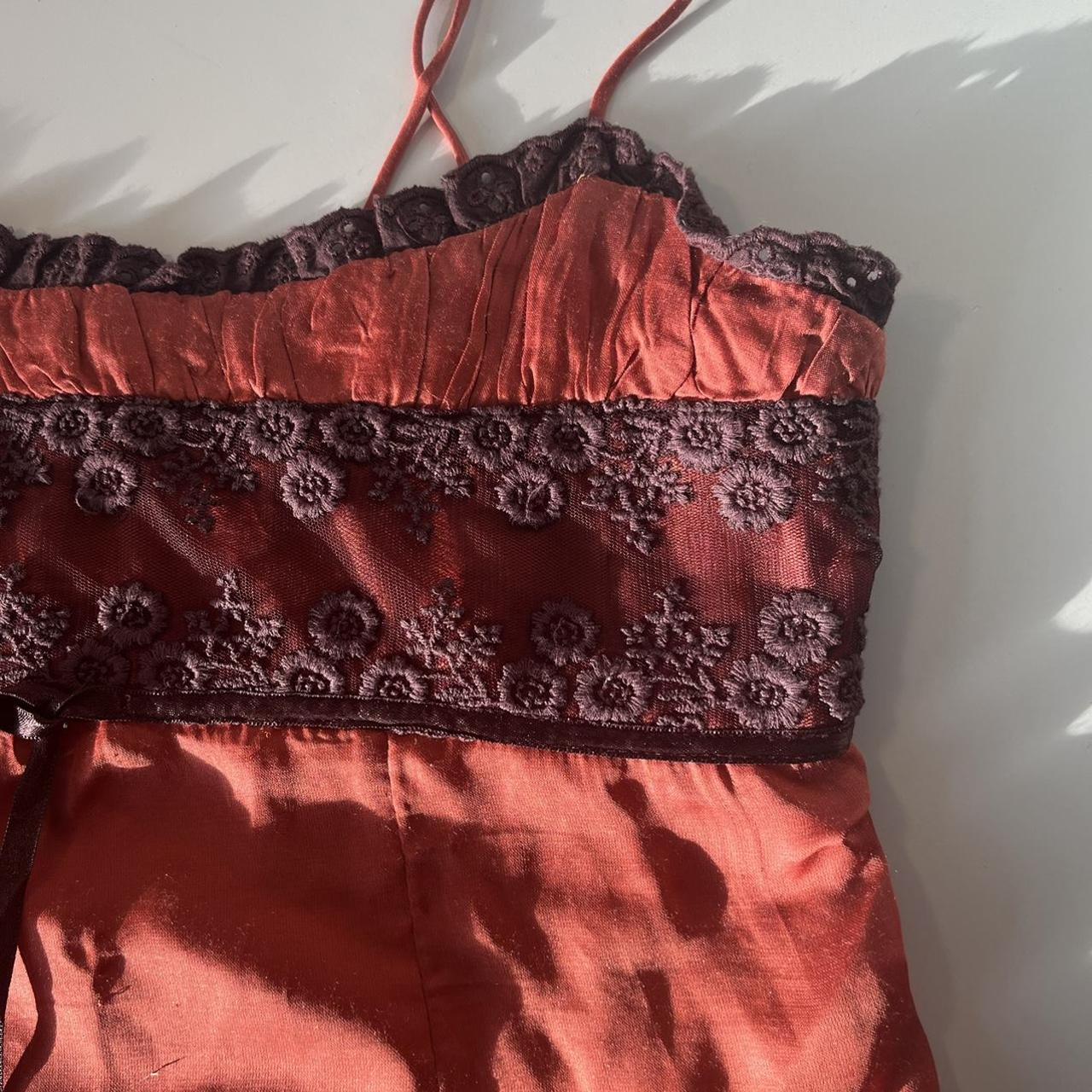 Urban outfitters orange tank top with brown lace... Depop