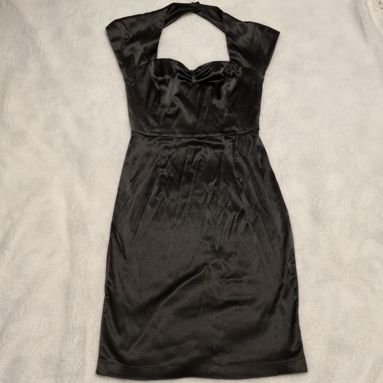 hell bunny black sating pencil dress corporate... - Depop