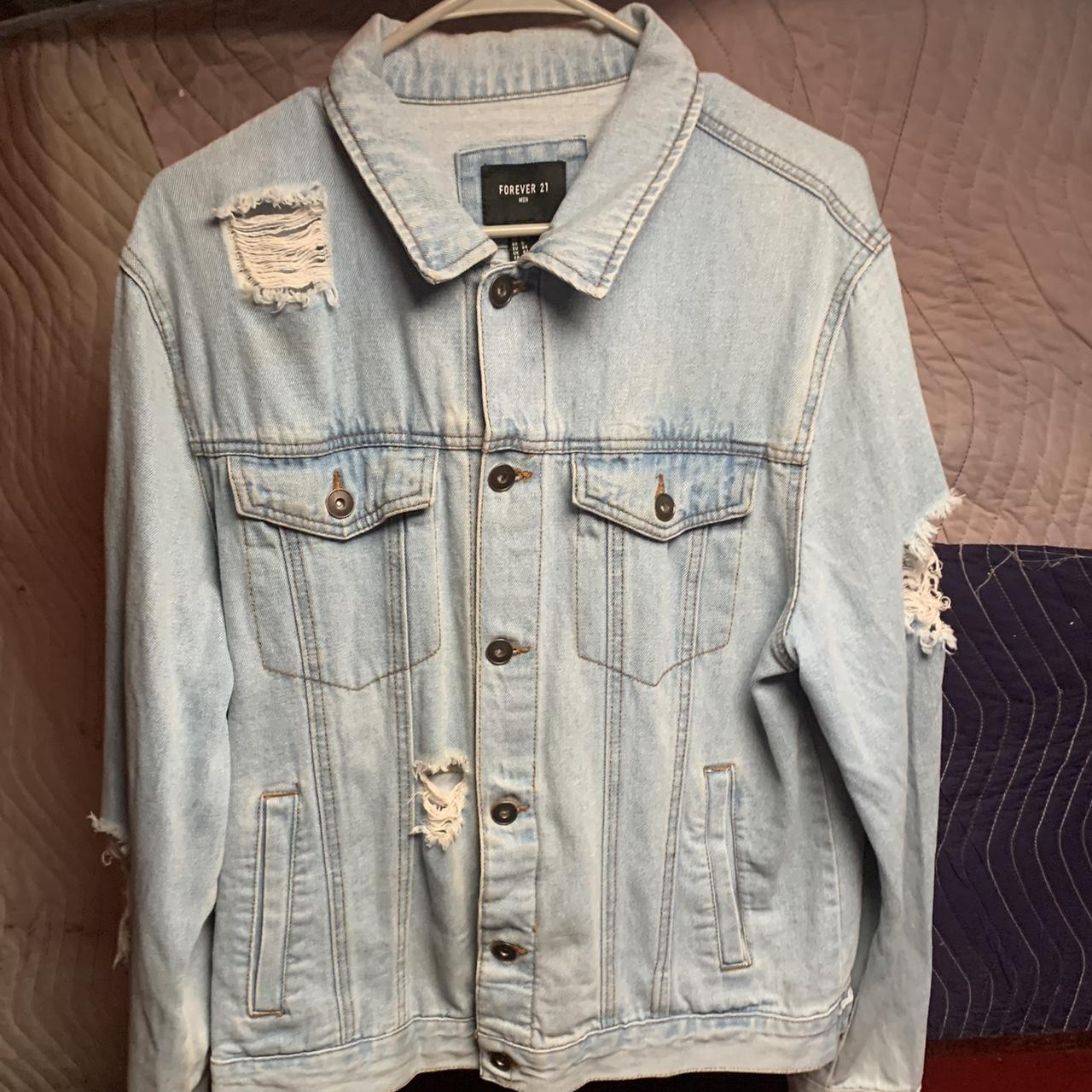 Distressed denim jacket outlet mens forever 21