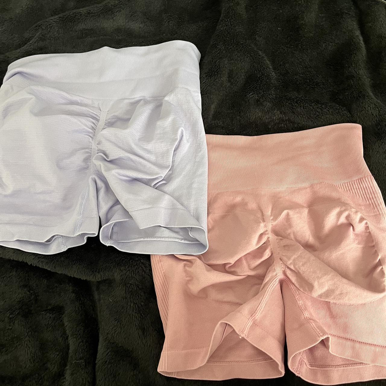 Set of gym workout shorts pink and purple Depop