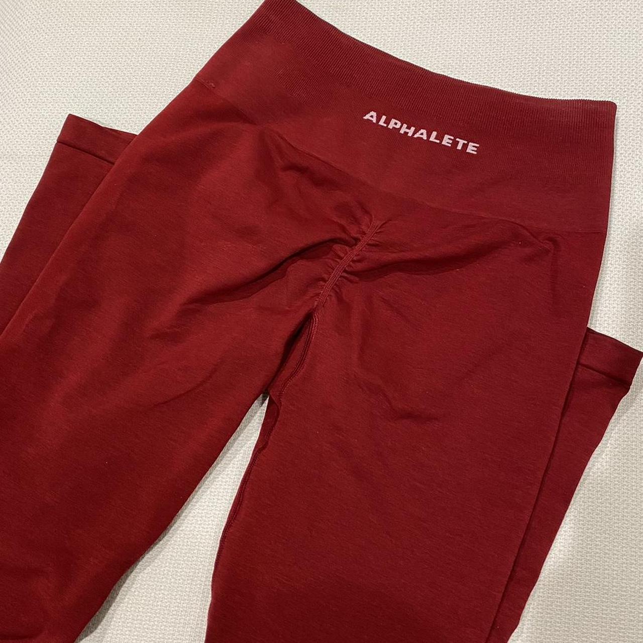 Alphalete Women's Burgundy and Red Leggings Depop