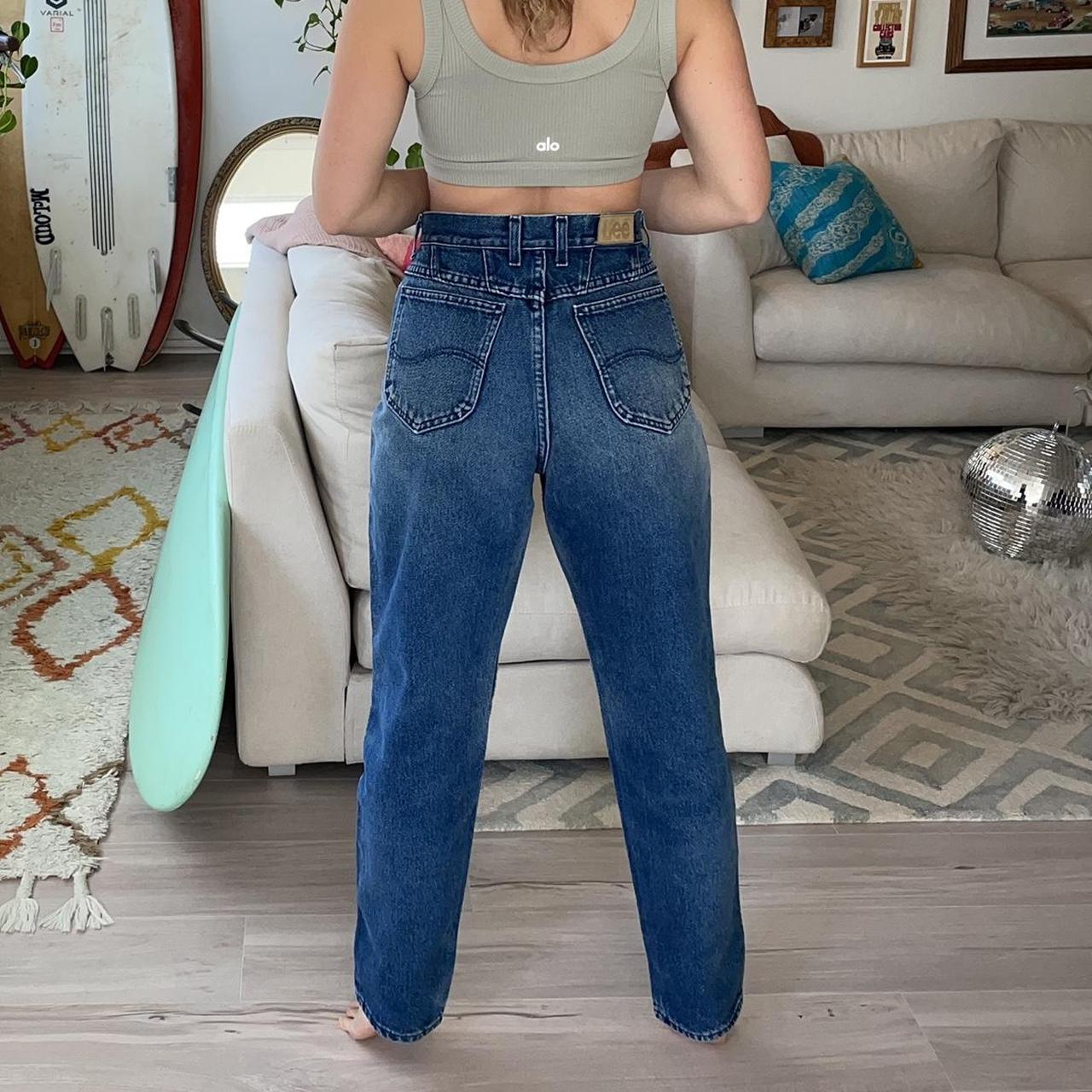 Vintage high waisted Lee jeans in beautiful blue... - Depop