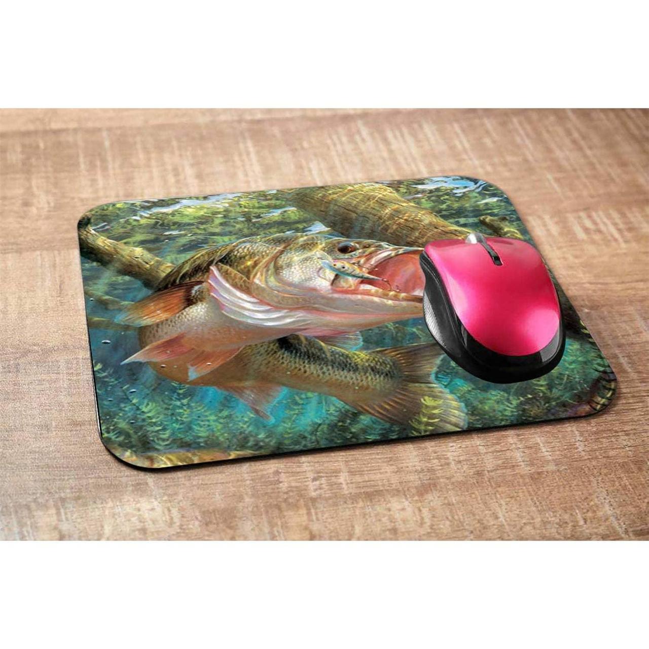 Fish Rectangle Gaming Mousepad 2 Bass Fish Jumping - Depop