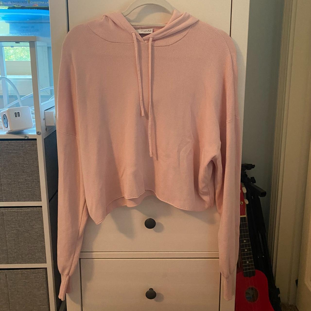 Zara pink sweatshirt hoodie, size small, cropped,... Depop