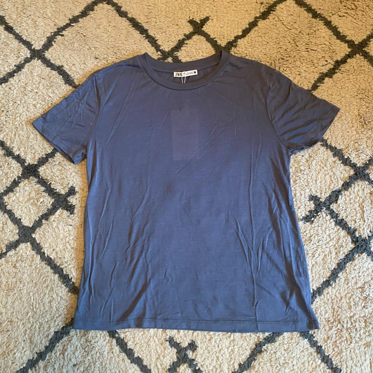 Zara womens blue t-shirt, size small, brand new with... - Depop