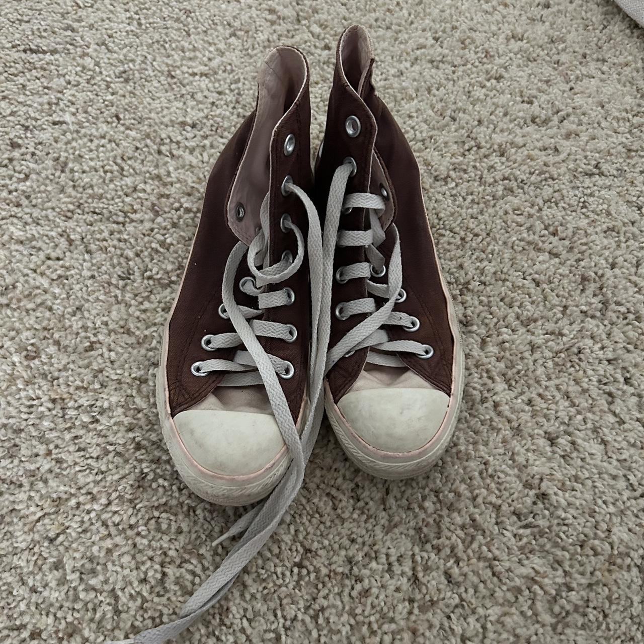 brown and pink high top converse unique colors i... - Depop