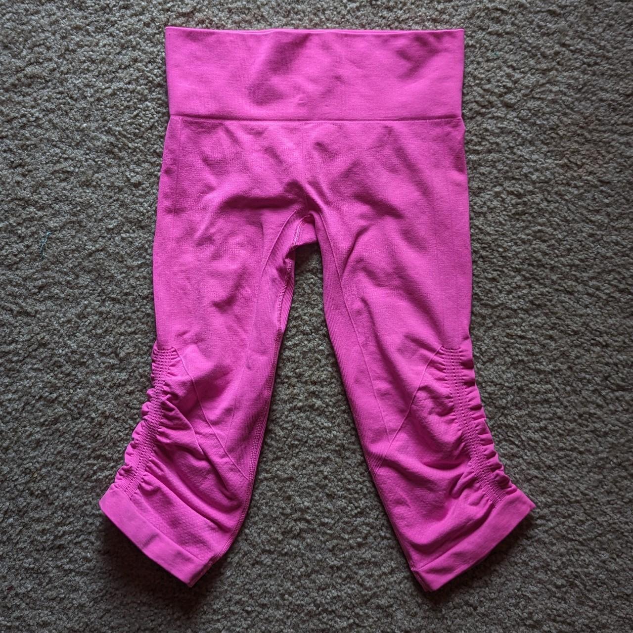 Lululemon Hot Pink Flow leggings. Stretchy knit Lulu - Depop