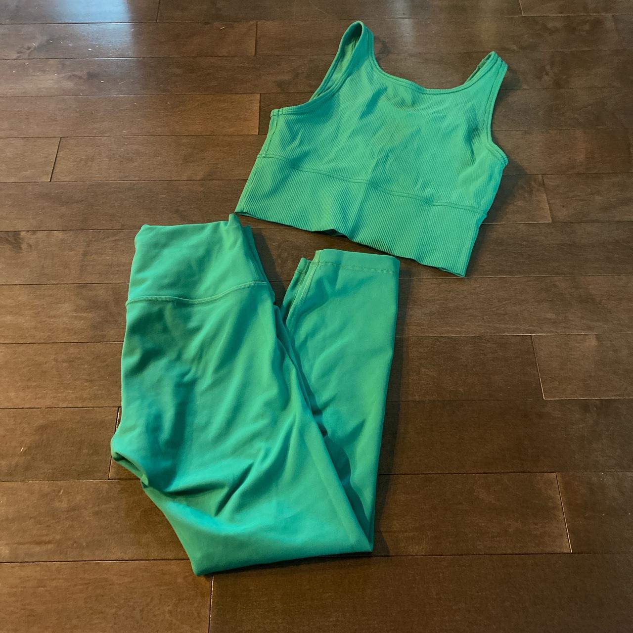 green lululemon set the top is reversible retail... Depop