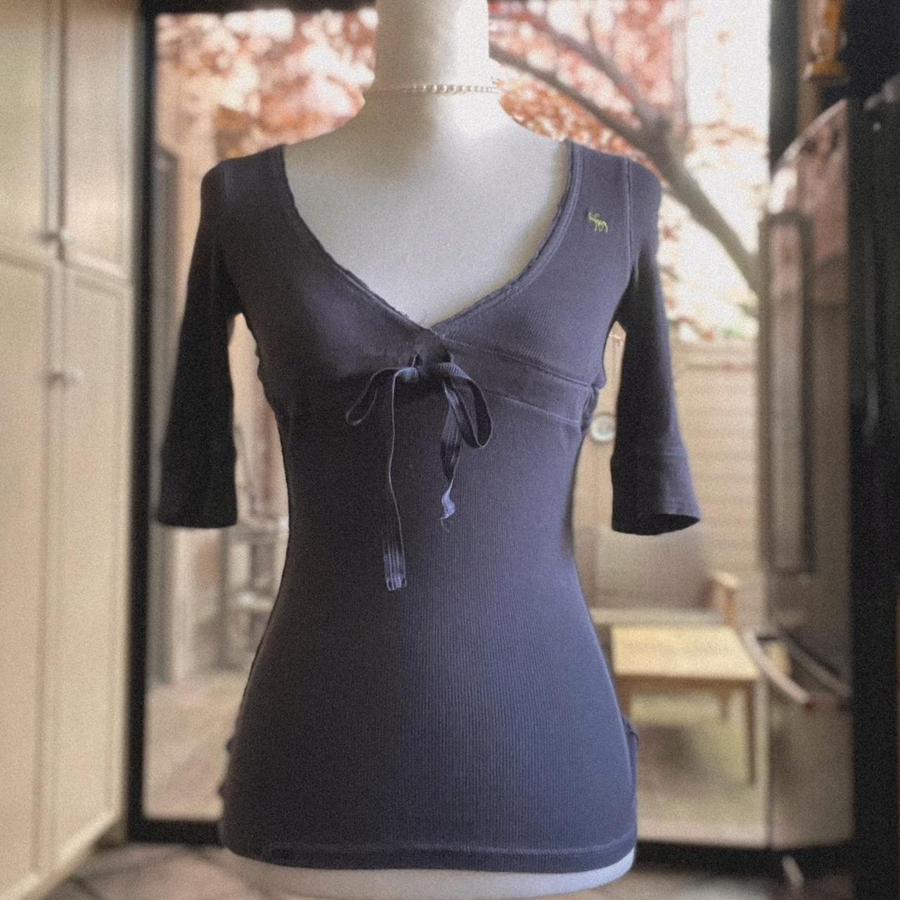 abercrombie & fitch navy blue babydoll blouse... - Depop