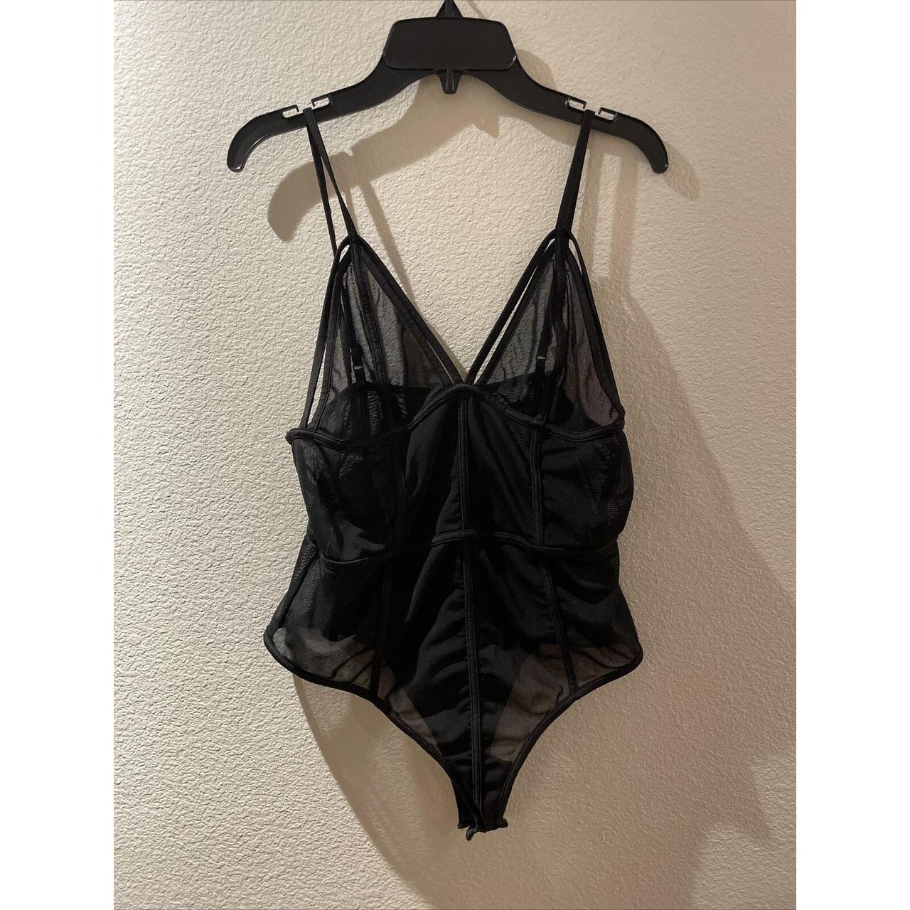 fashion nova black sheer bodysuit size M. Depop