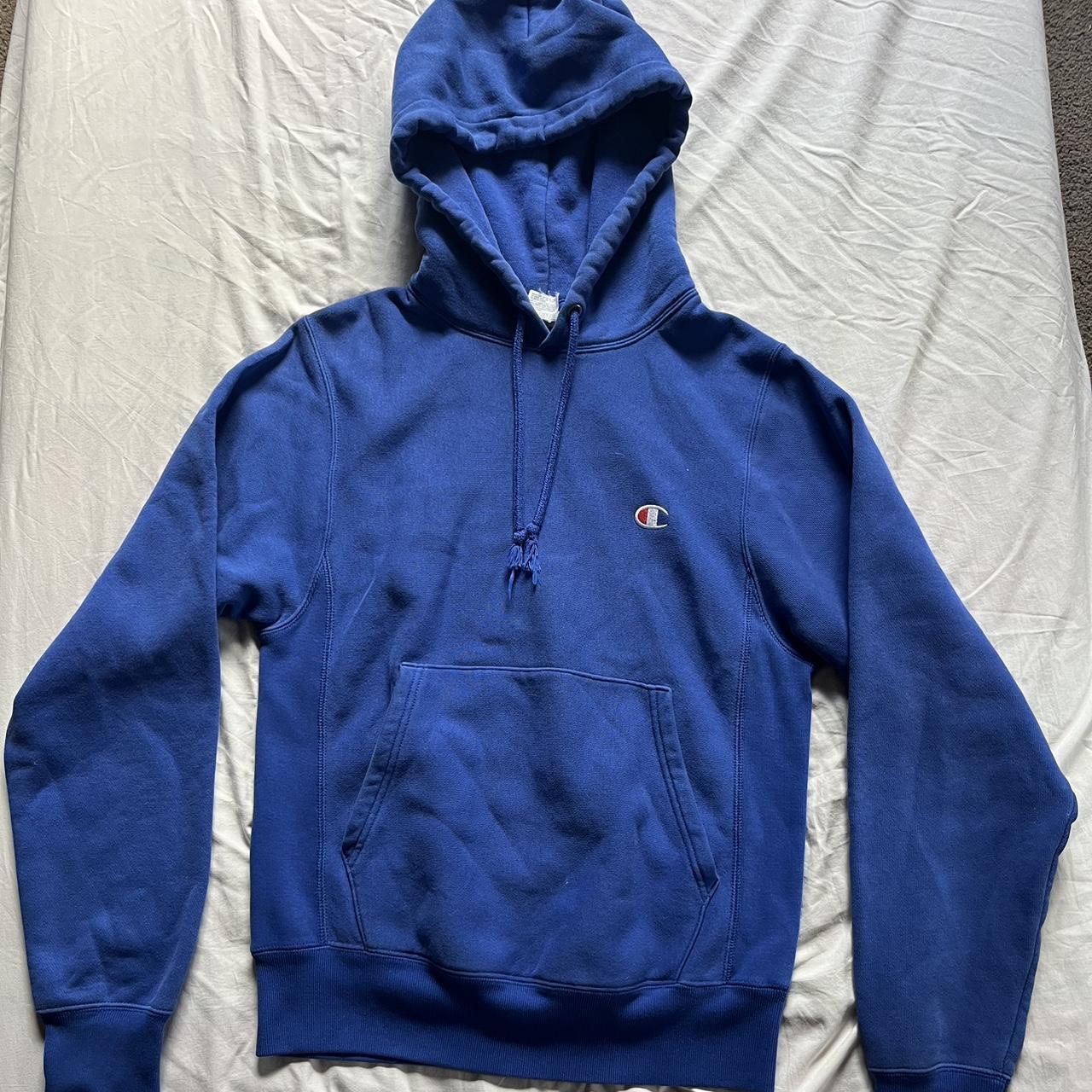 blue champion hoodie - Depop