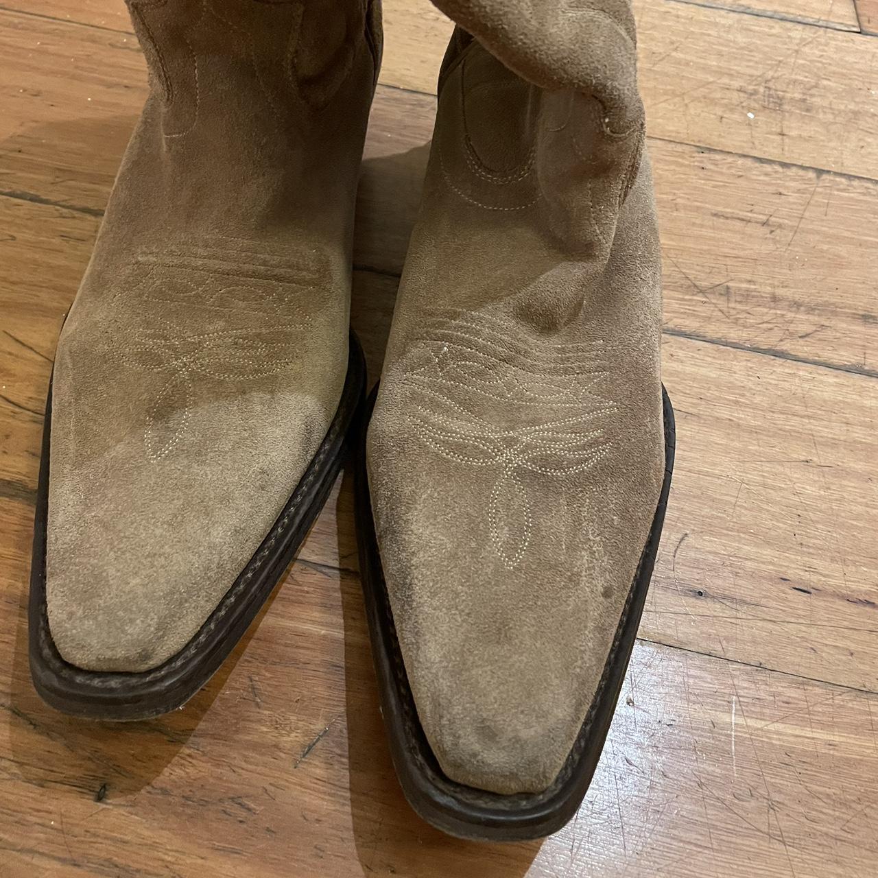 Vintage Men’s Suede Cowboy Boots, Size 11d. Sandy - Depop