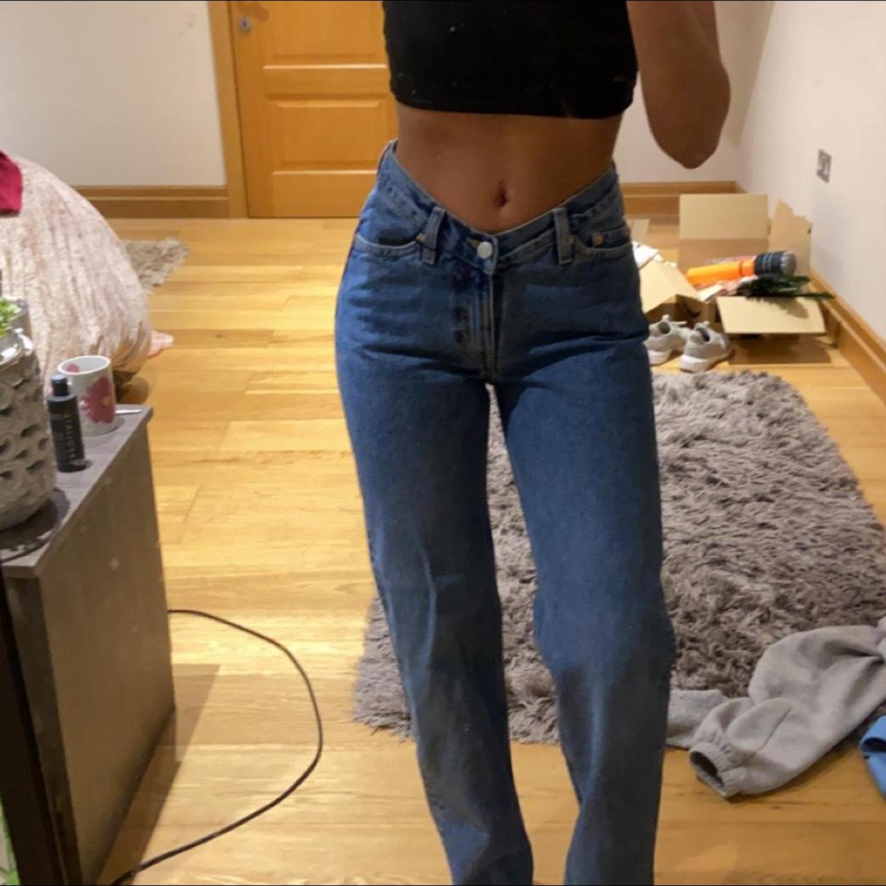 Weekday twin jeans in mid blue. W25 I’m 5ft 2 for... - Depop