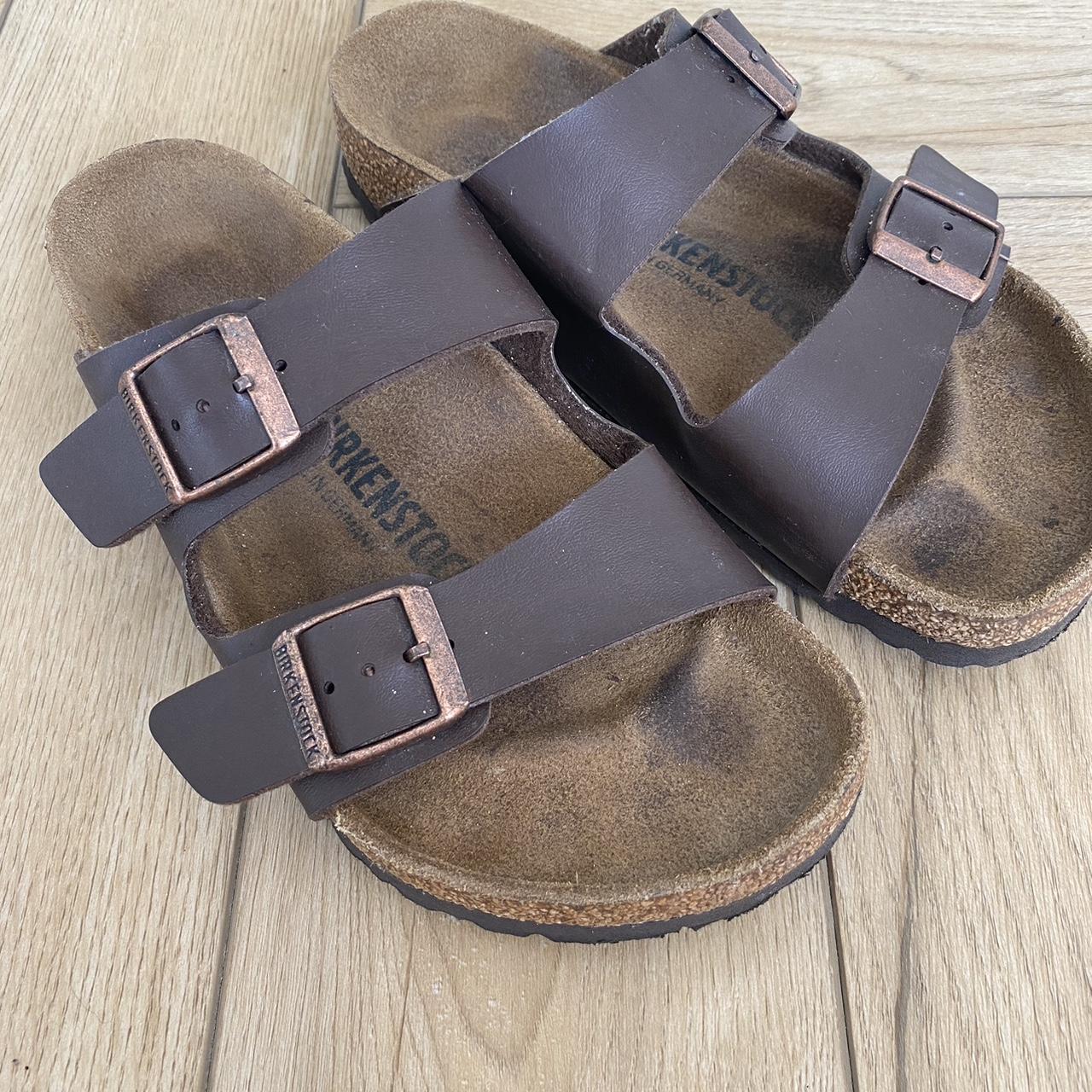 Birkenstock Sandals Brown Leather Size 3 Worn a few... - Depop