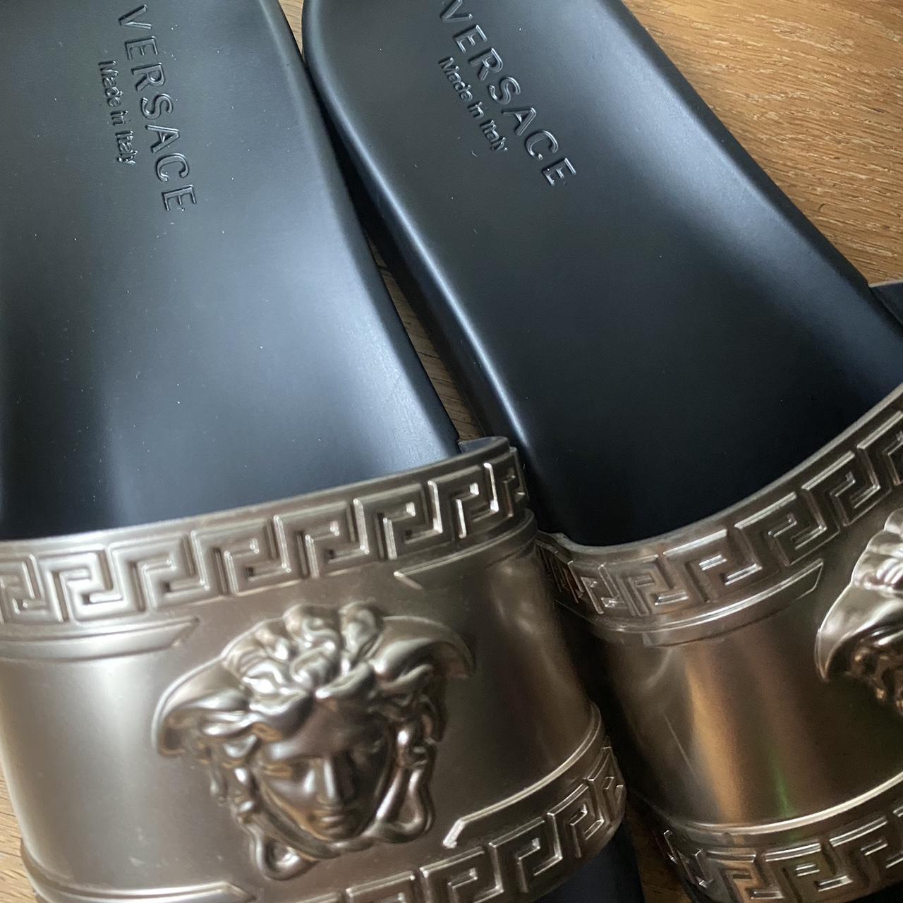 Versace Gold Medusa Slides Size 13 MENS dm to... - Depop