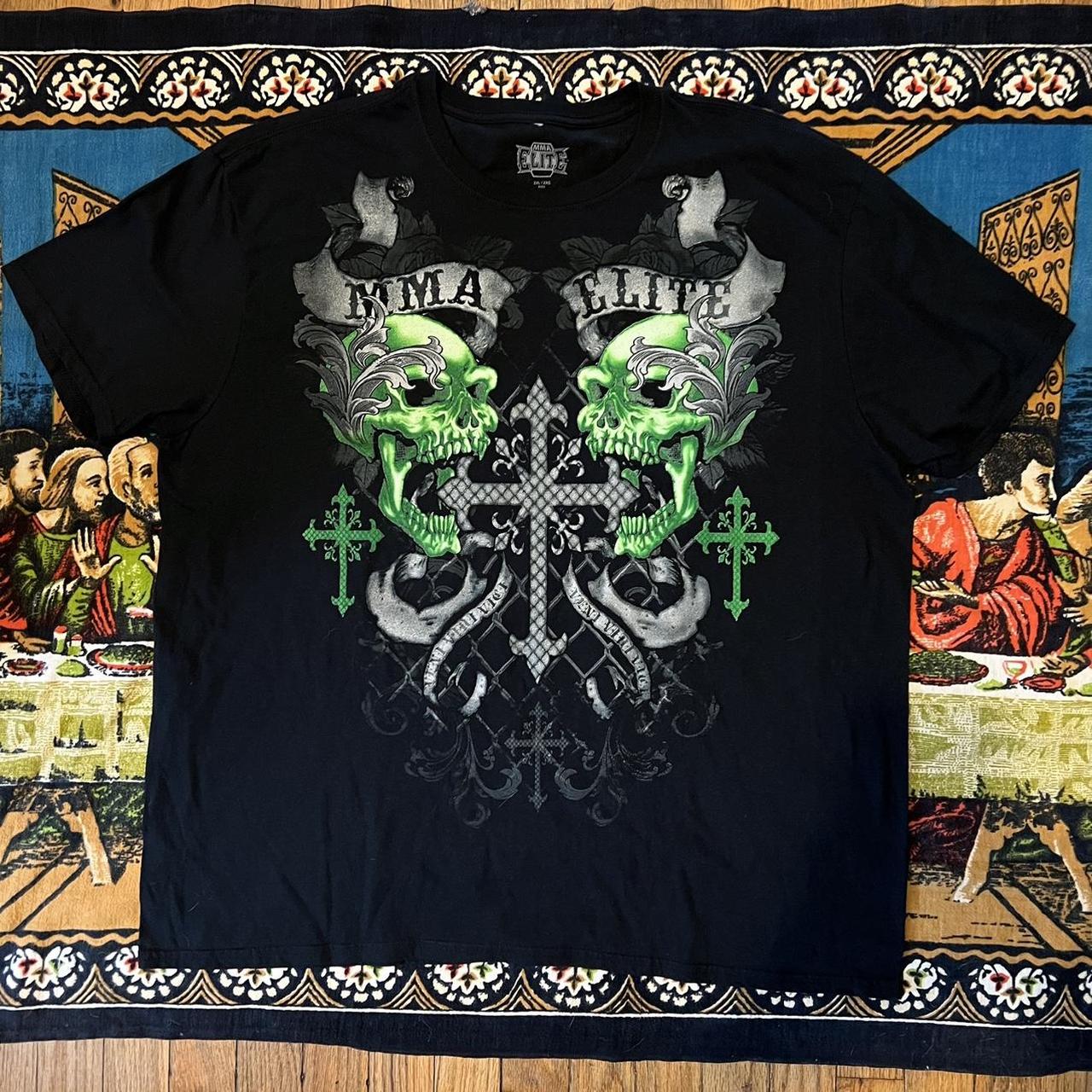 tapout 長袖 sk8jnco affliction mma elite Tapout Y2K T-Shirt Black Skull Affliction MMA Elite Grunge