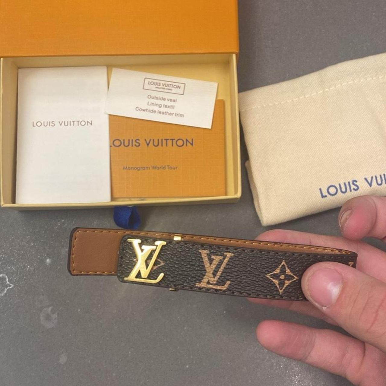 Louis Vuitton gold-tone belt buckle. Good used - Depop