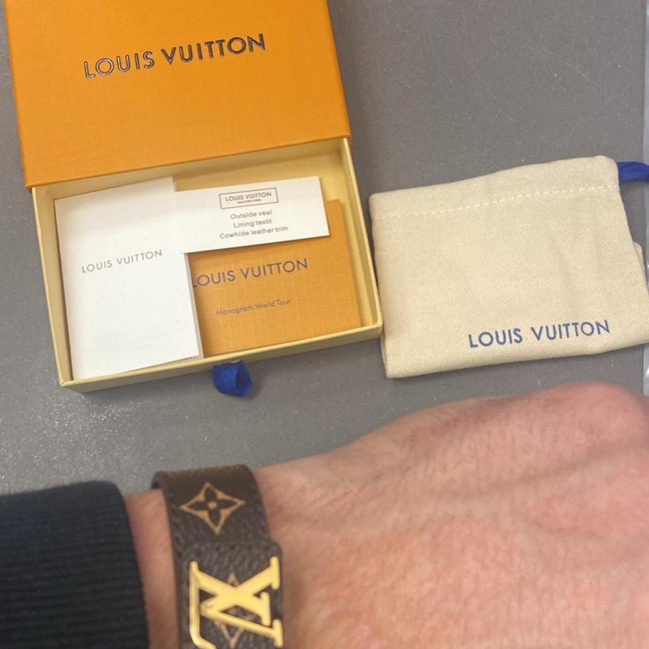 Louis Vuitton gold and brown bracelet, worn a - Depop