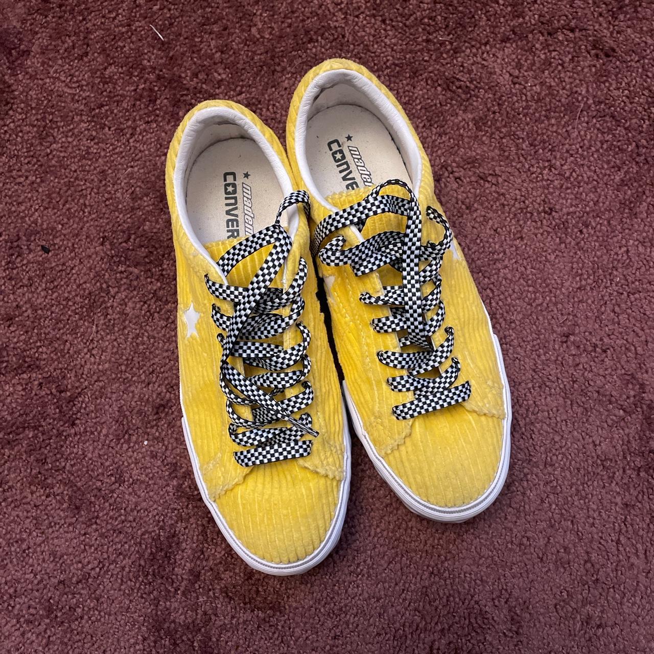 Converse Women's Yellow and White Trainers | Depop