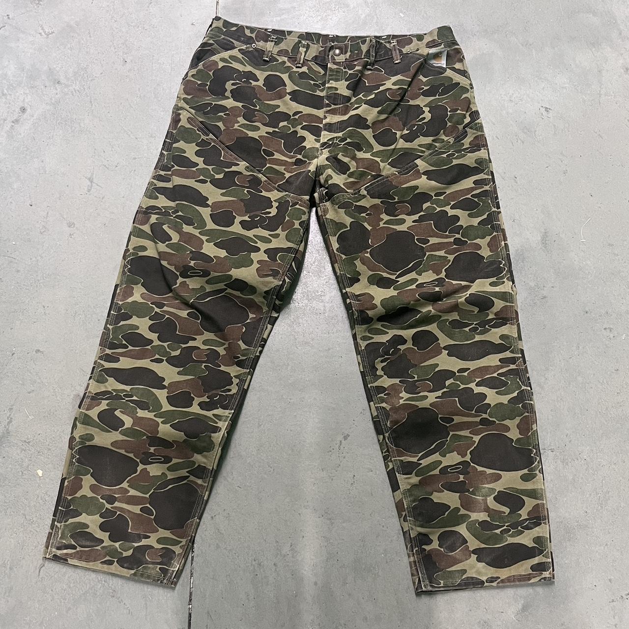 80s Carhartt Duck Camo “Double” knee Pants original... - Depop