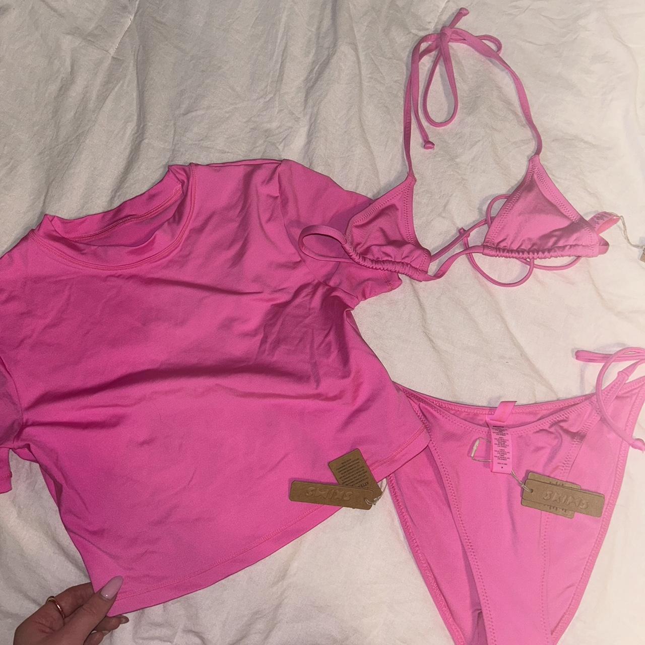 Skims swim micro triangle top in color taffy size - Depop