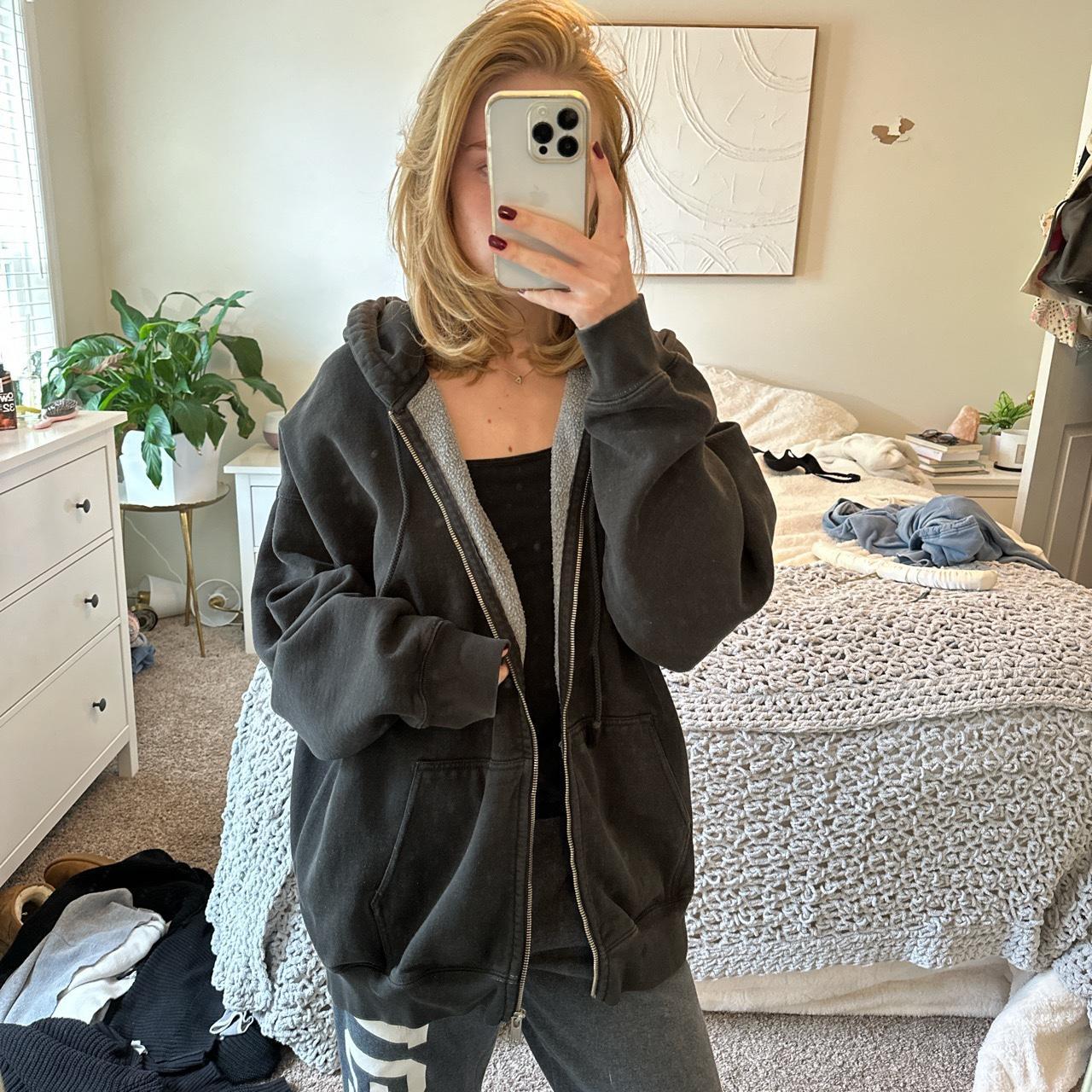 black brandy melville zip up hoodie Depop