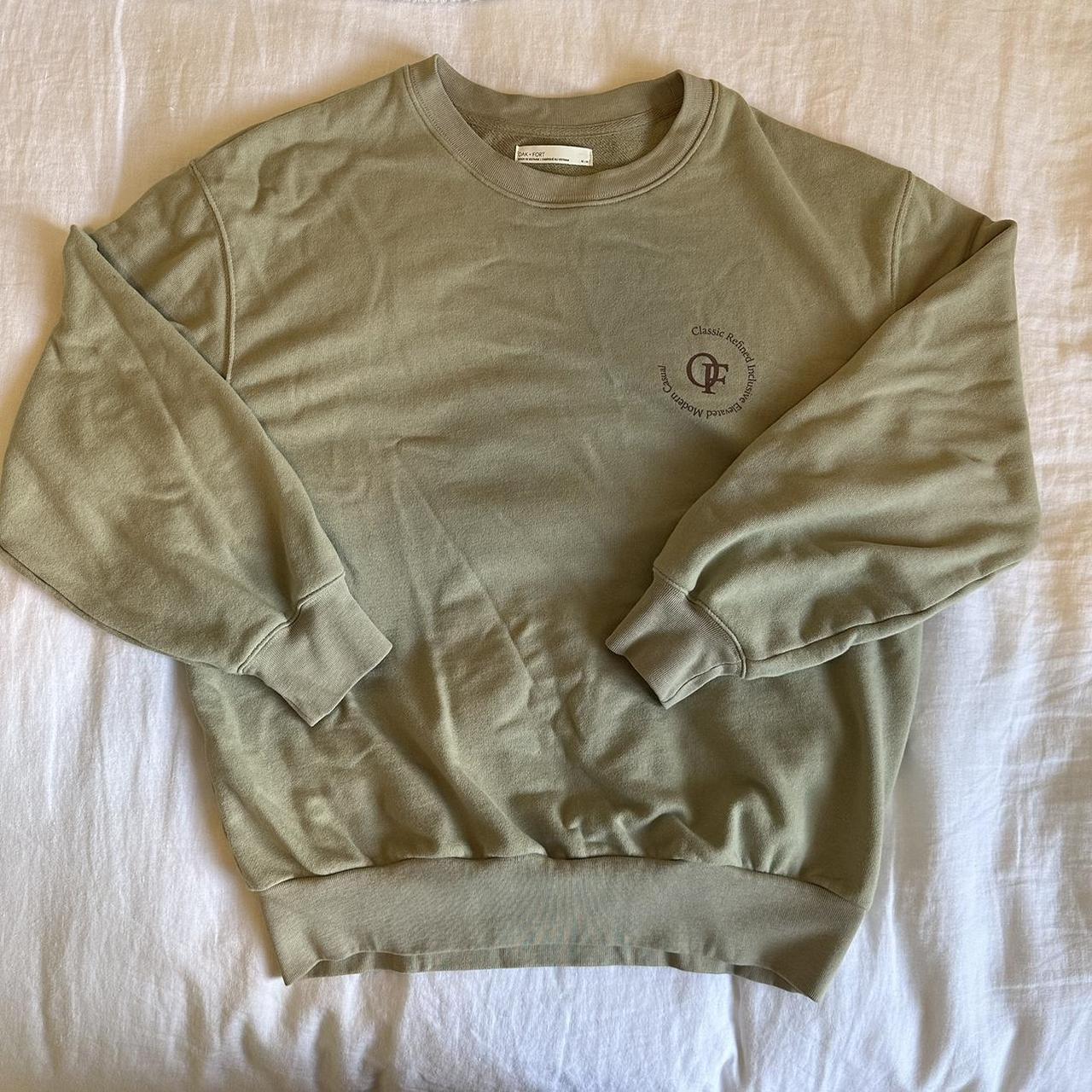 Oak + Fort Women's Green and Brown Sweatshirt | Depop